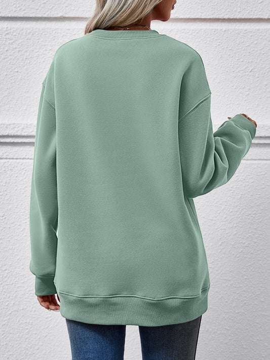 Letter Graphic Round Neck Long Sleeve Sweatshirt nicholesgifts