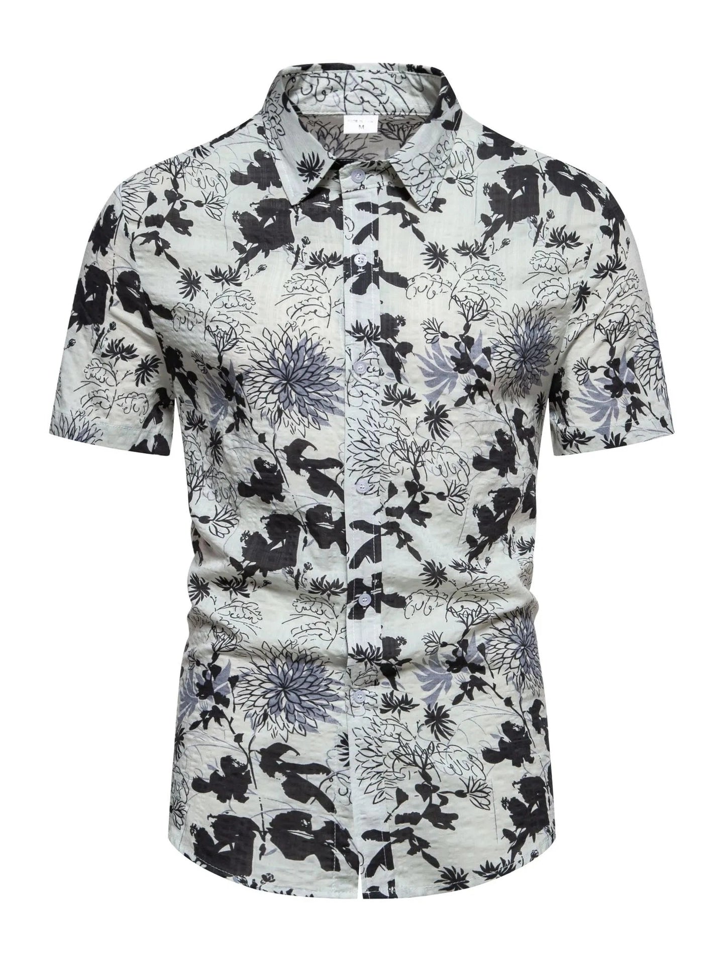 Men's Plus Size Floral Print Short Sleeve Button Down Shirt Trendsi