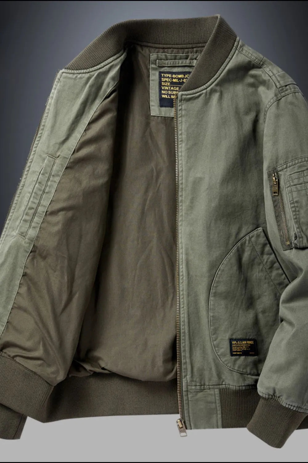 Men's Plus Size Zip Up Baseball Collar Bomber Jacket Trendsi