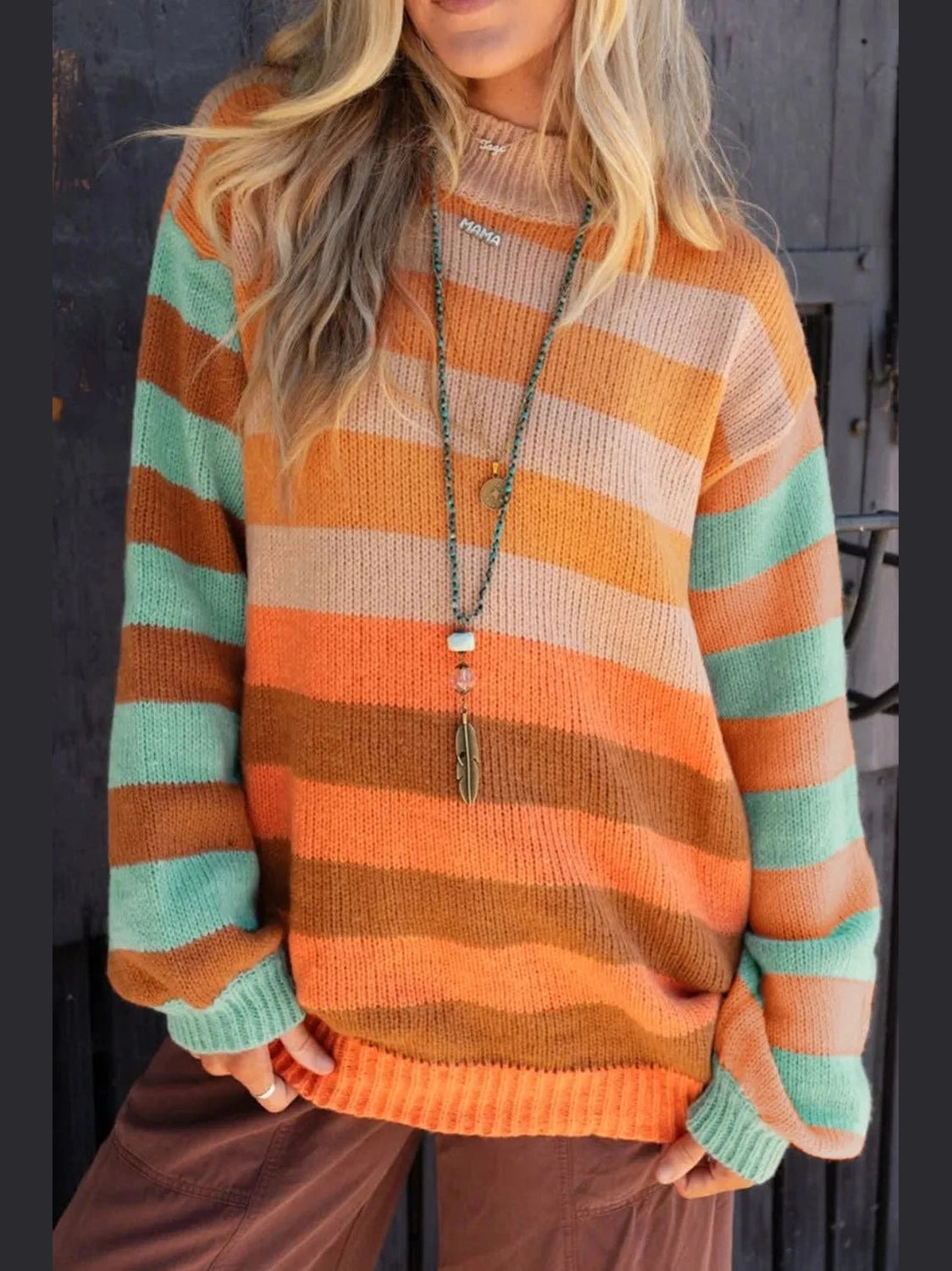 Striped Rainbow Long Sleeve Sweater