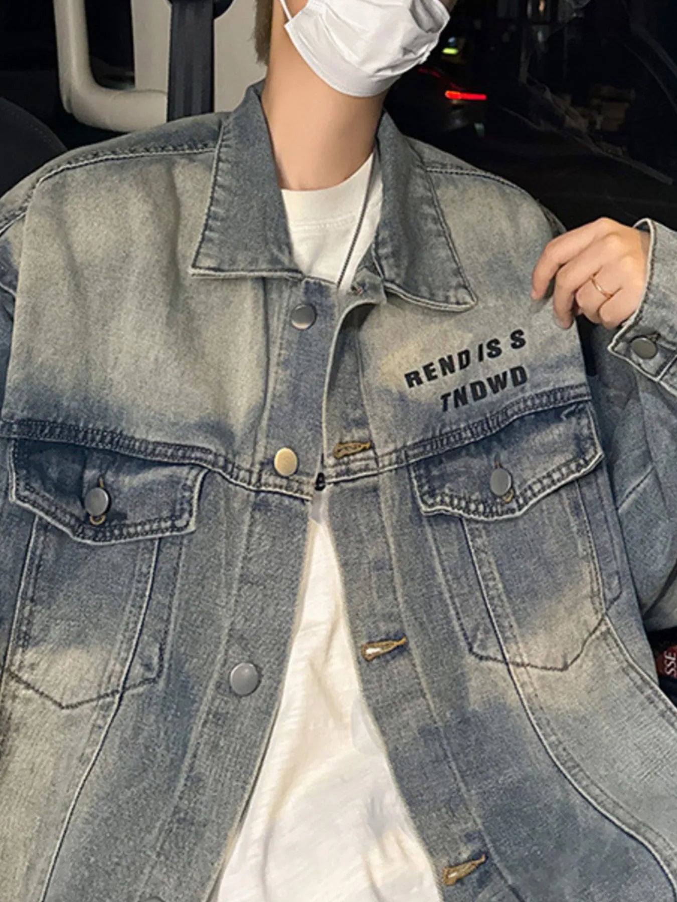 Men's Plus Size Oversized Button Up Washed Denim Jacket Trendsi