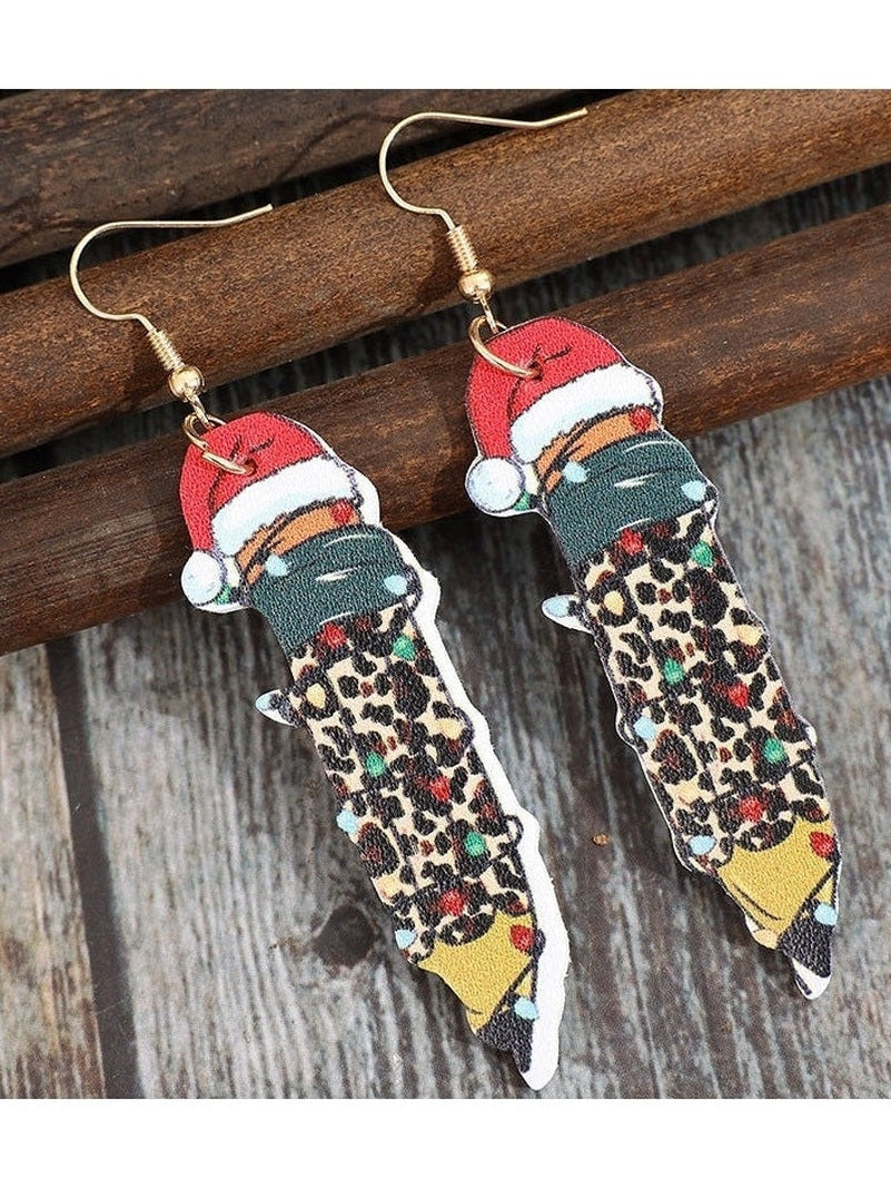 PU Leather Alloy Pencil Earrings