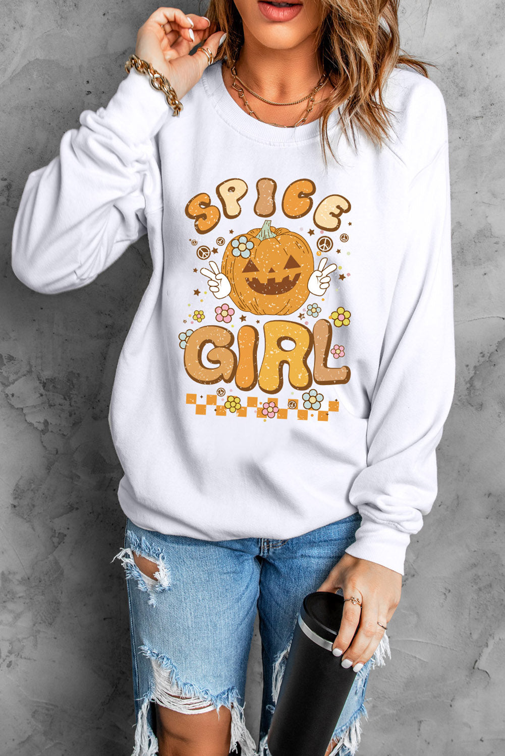 Round Neck Long Sleeve SPICE GIRL Graphic Sweatshirt NicholesGifts