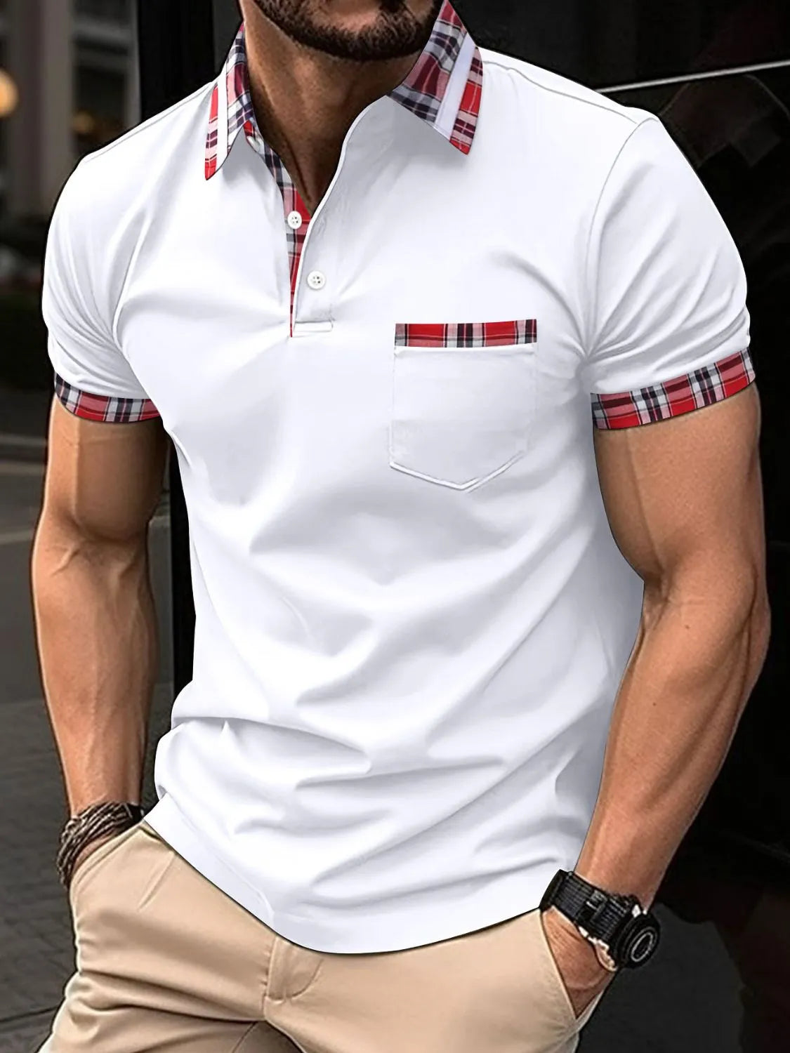 Men's Full Size Collared Neck Short Sleeve Polo Plus Size Trendsi