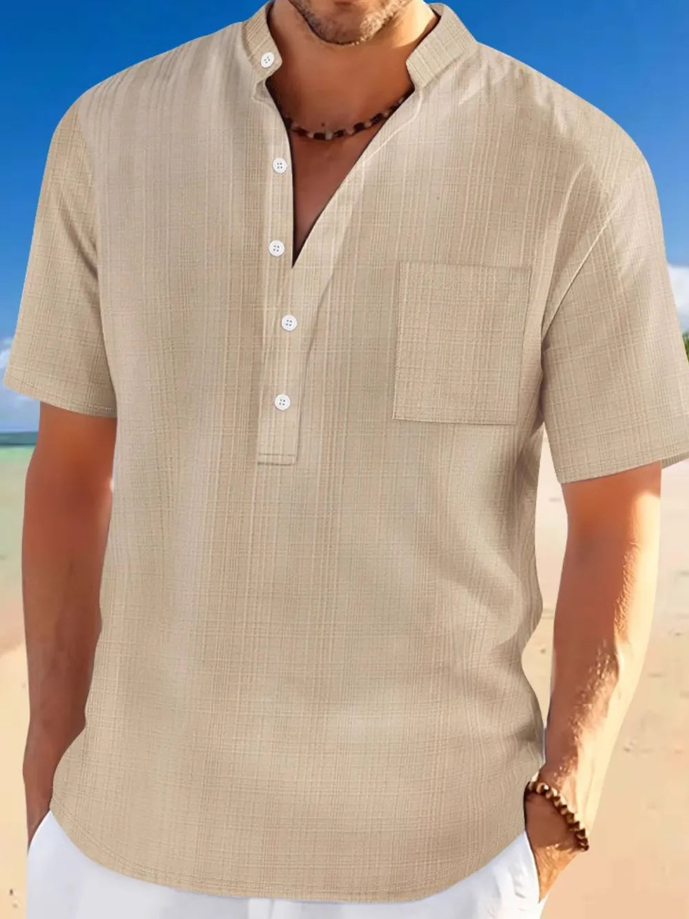 Men's Full Size Half Button Short Sleeve Polo Plus Size