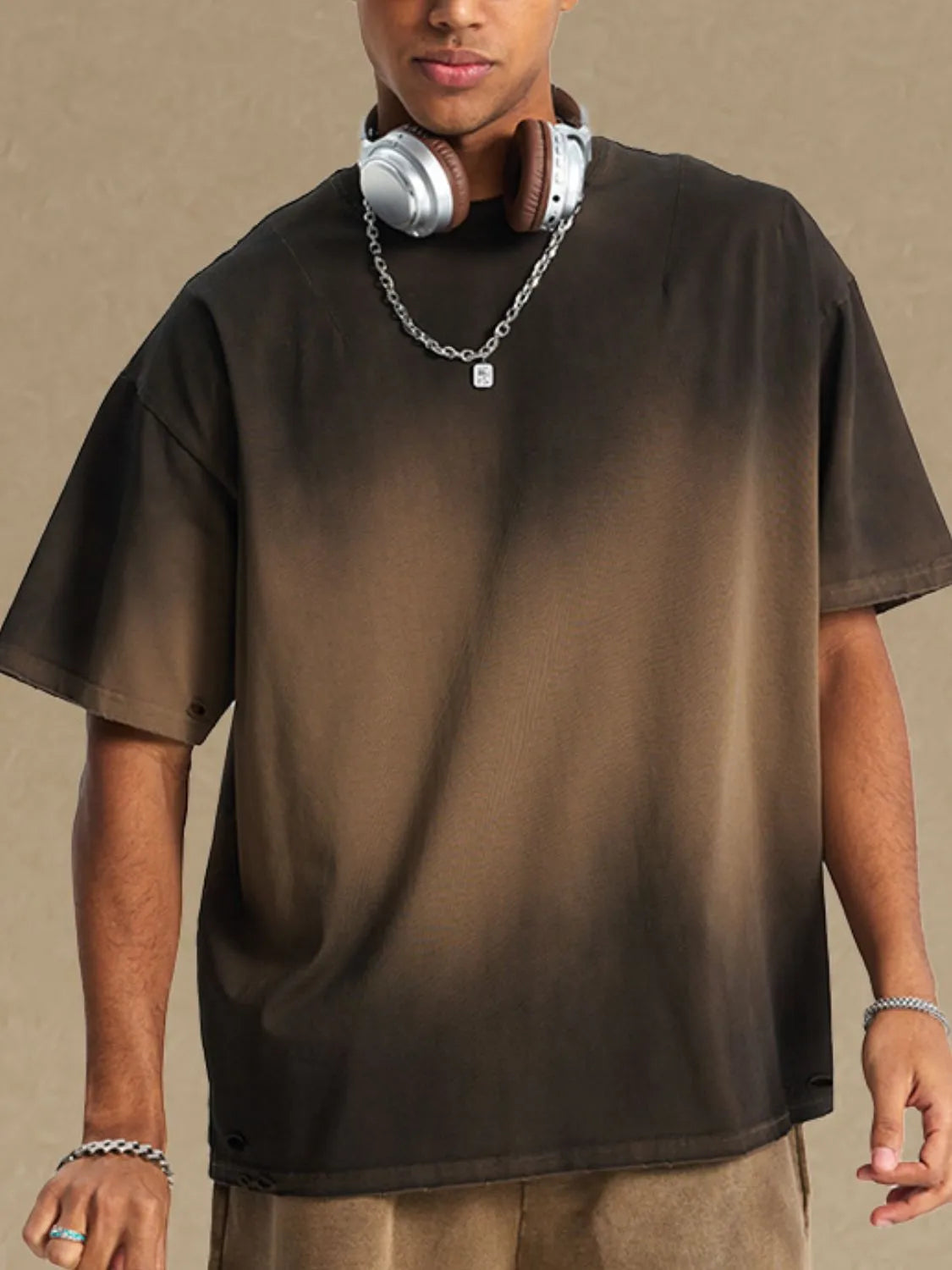 Men's Gradient Round Neck Half Sleeve T-Shirt Trendsi