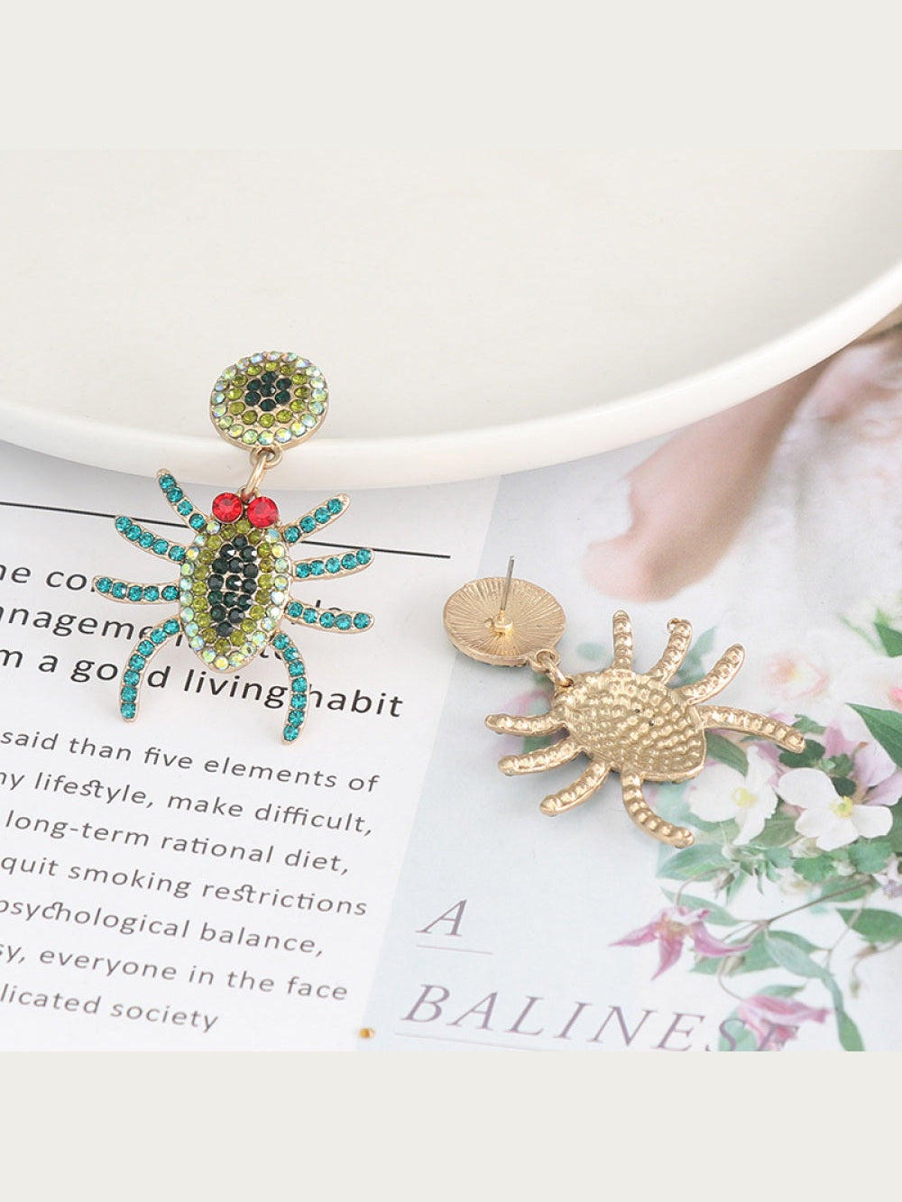 Spider Rhinestone Alloy Earrings Trendsi