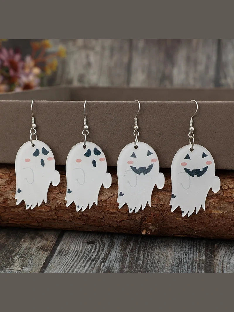2 Piece Alloy Acrylic Ghost Dangle Earrings