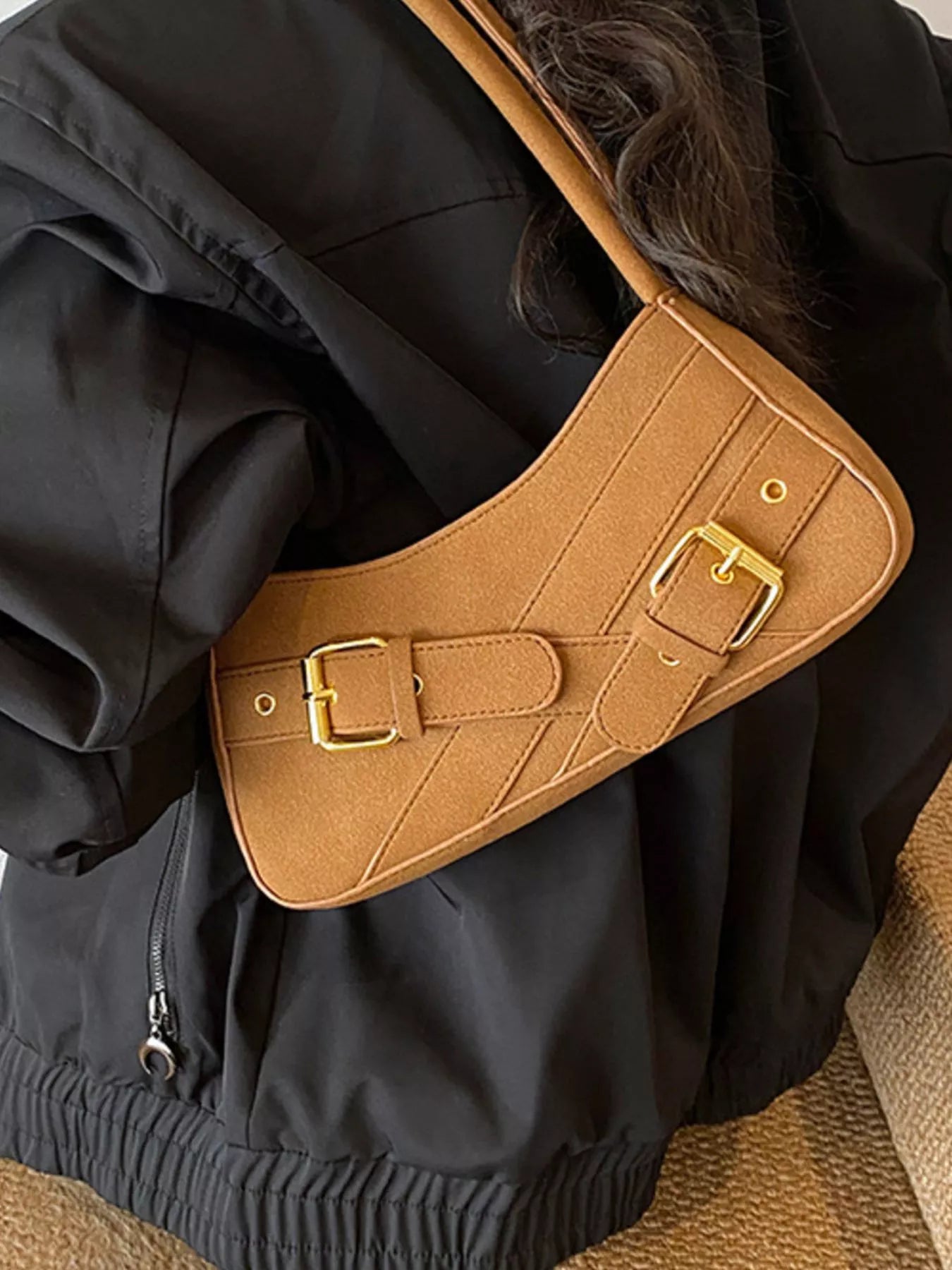 Buckle Decor Shoulder Bag nicholesgifts