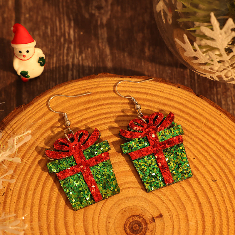 Sequin Gift Box PU Leather Earrings NicholesGifts