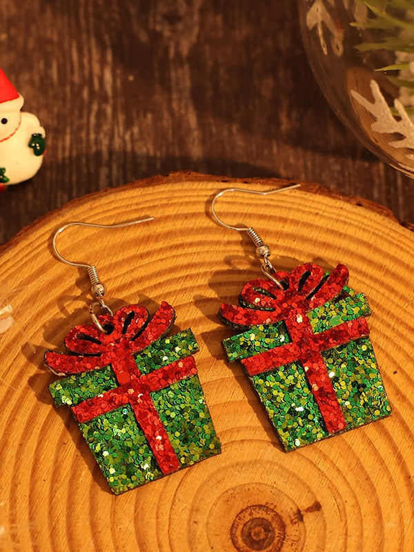 Sequin Gift Box PU Leather Earrings NicholesGifts