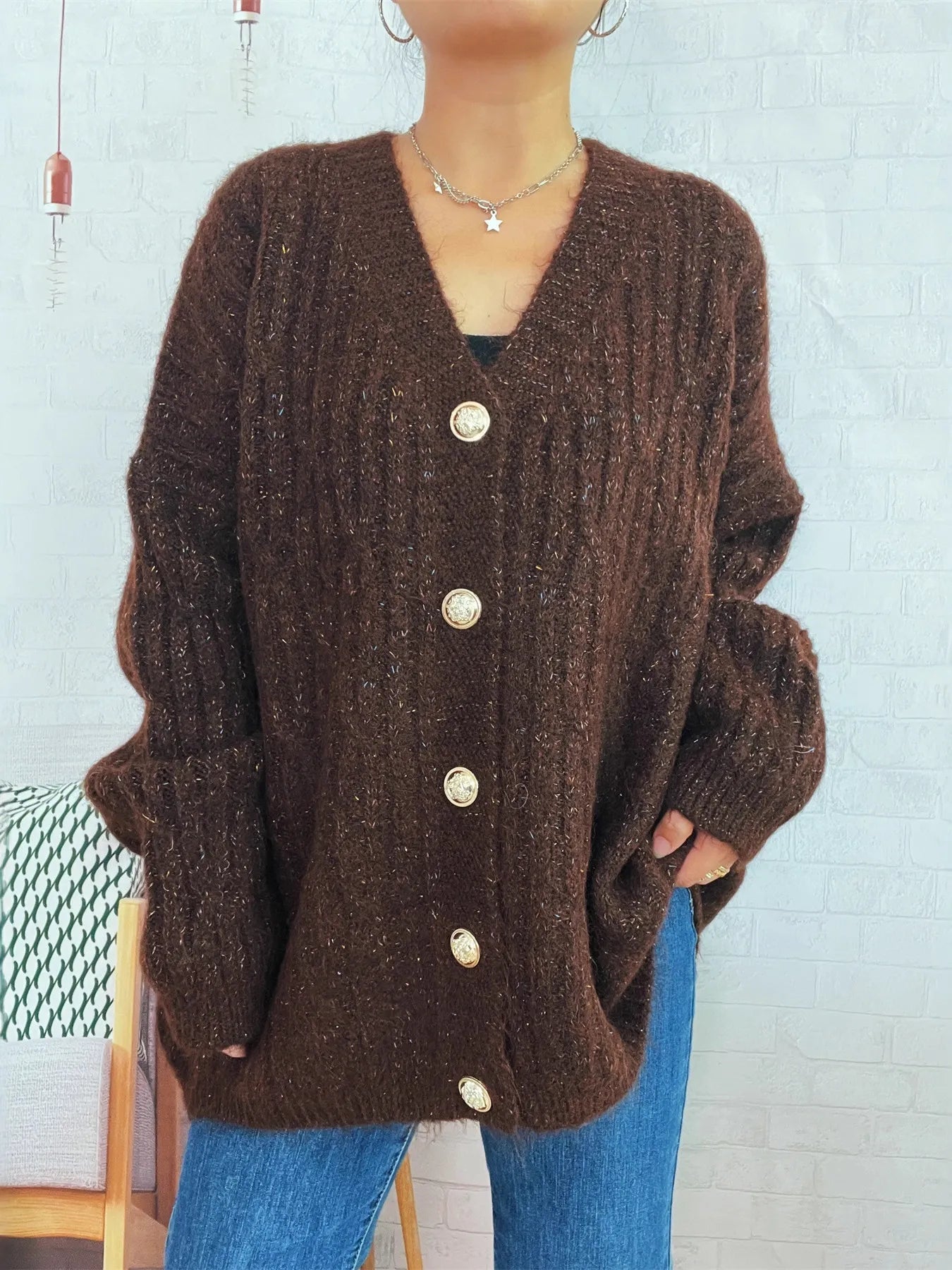 Cable Knit Button-Up Cardigan