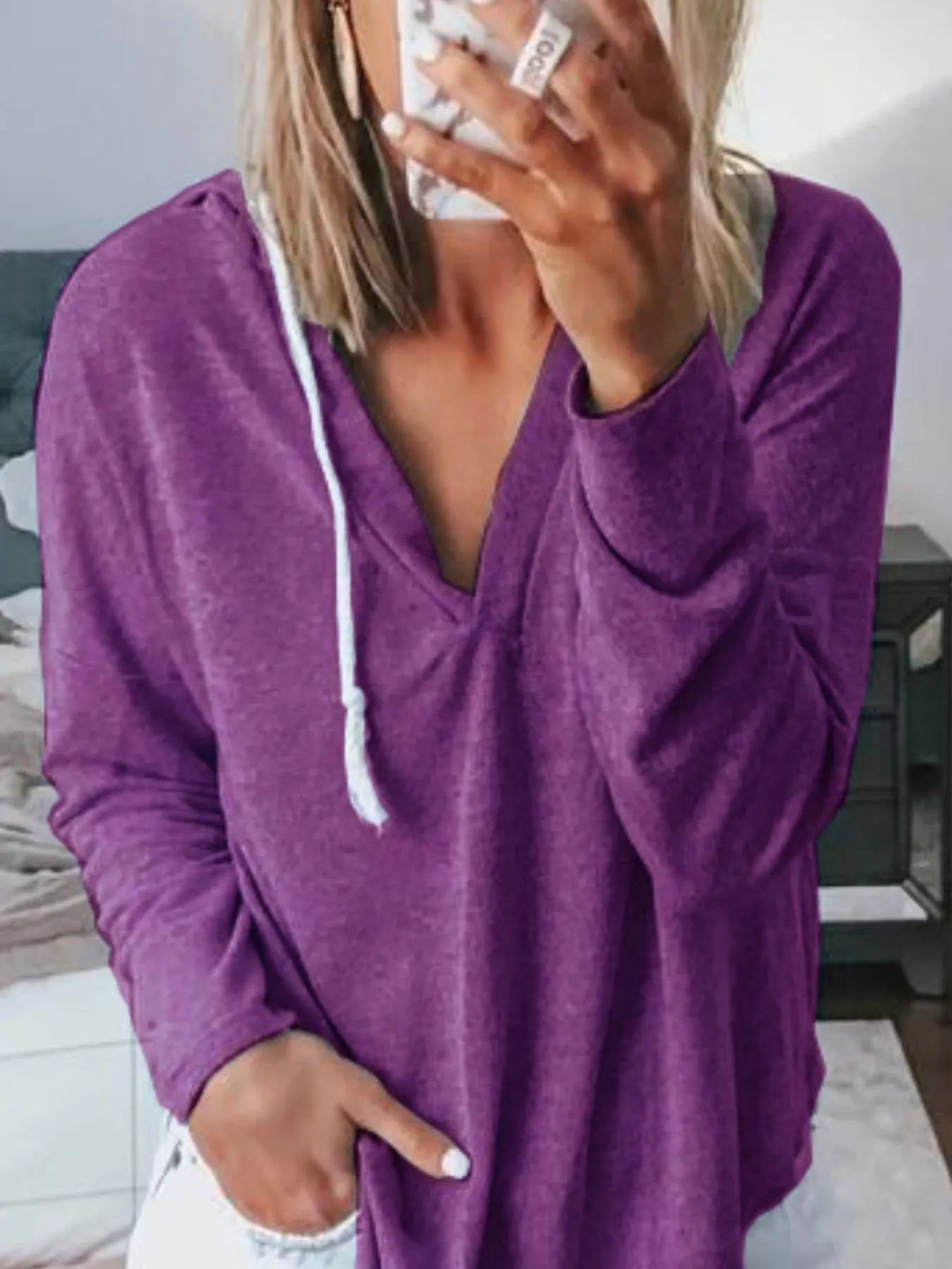 Full Size Drawstring Long Sleeve Hoodie Plus Size