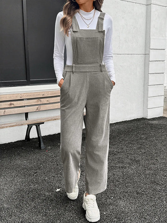 Slit Wide Leg Overalls with Pockets nicholesgifts