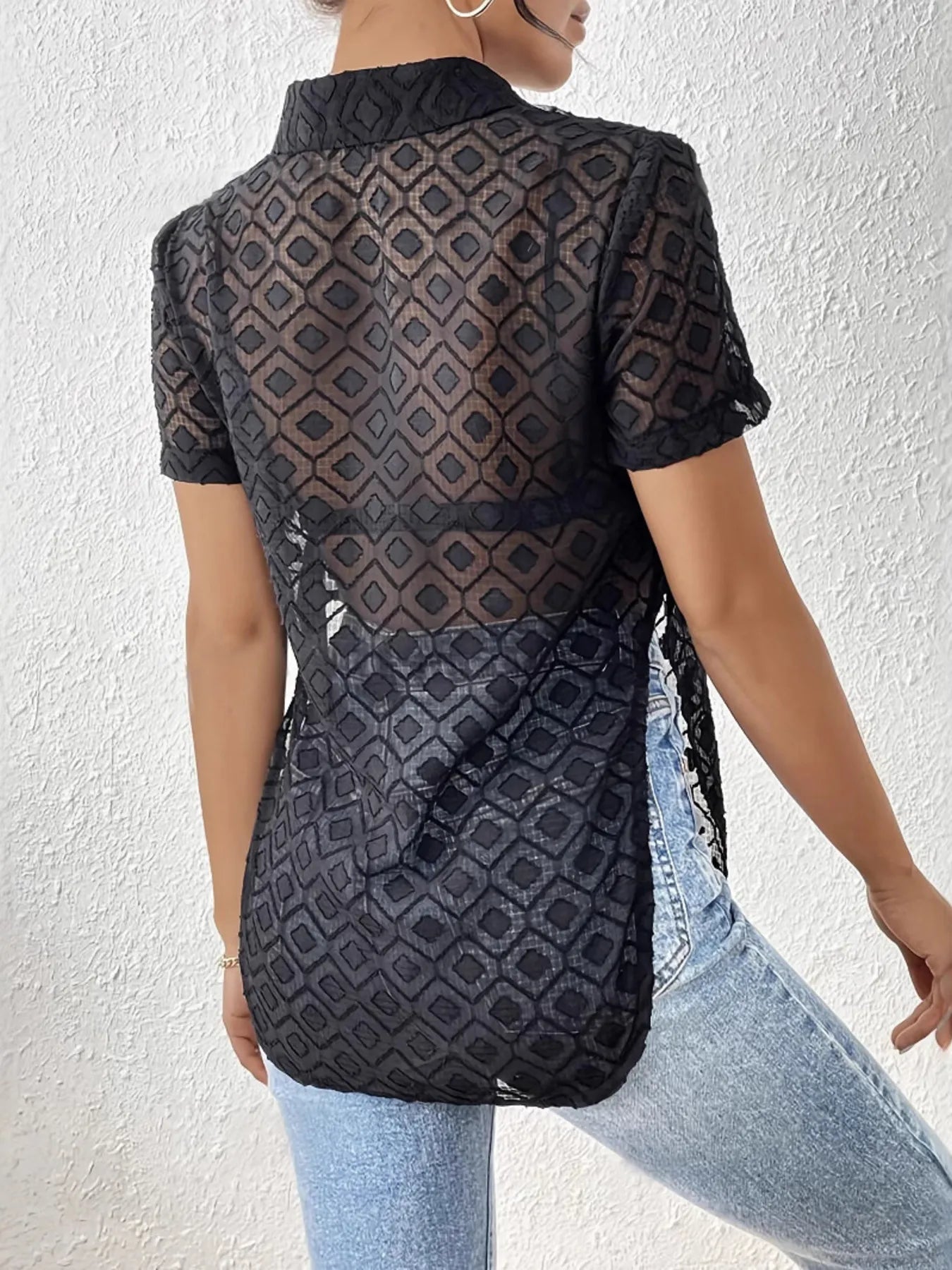 Side Slit Short Sleeve Shirt