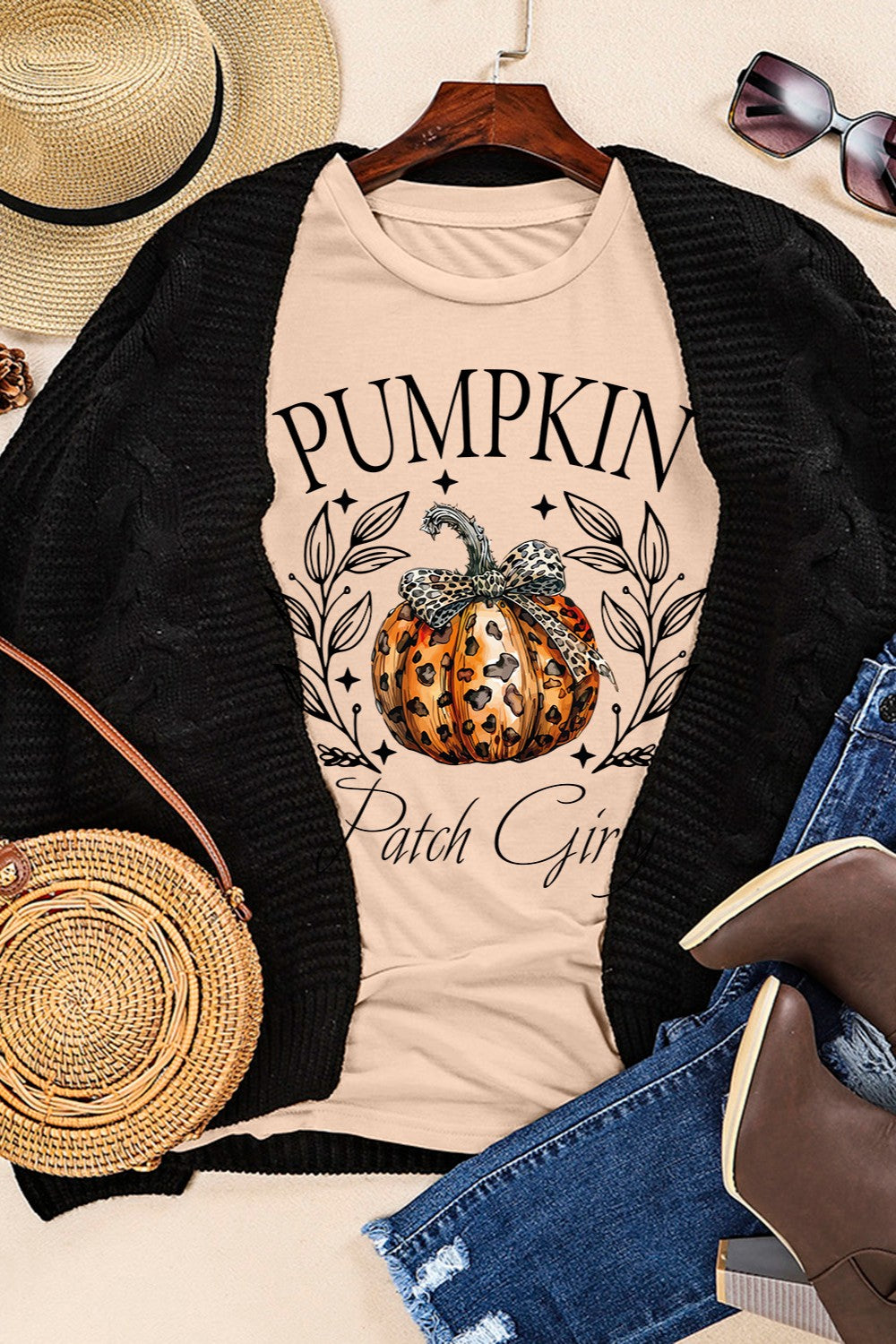 Pumpkin Graphic Round Neck Short Sleeve T-Shirt NicholesGifts