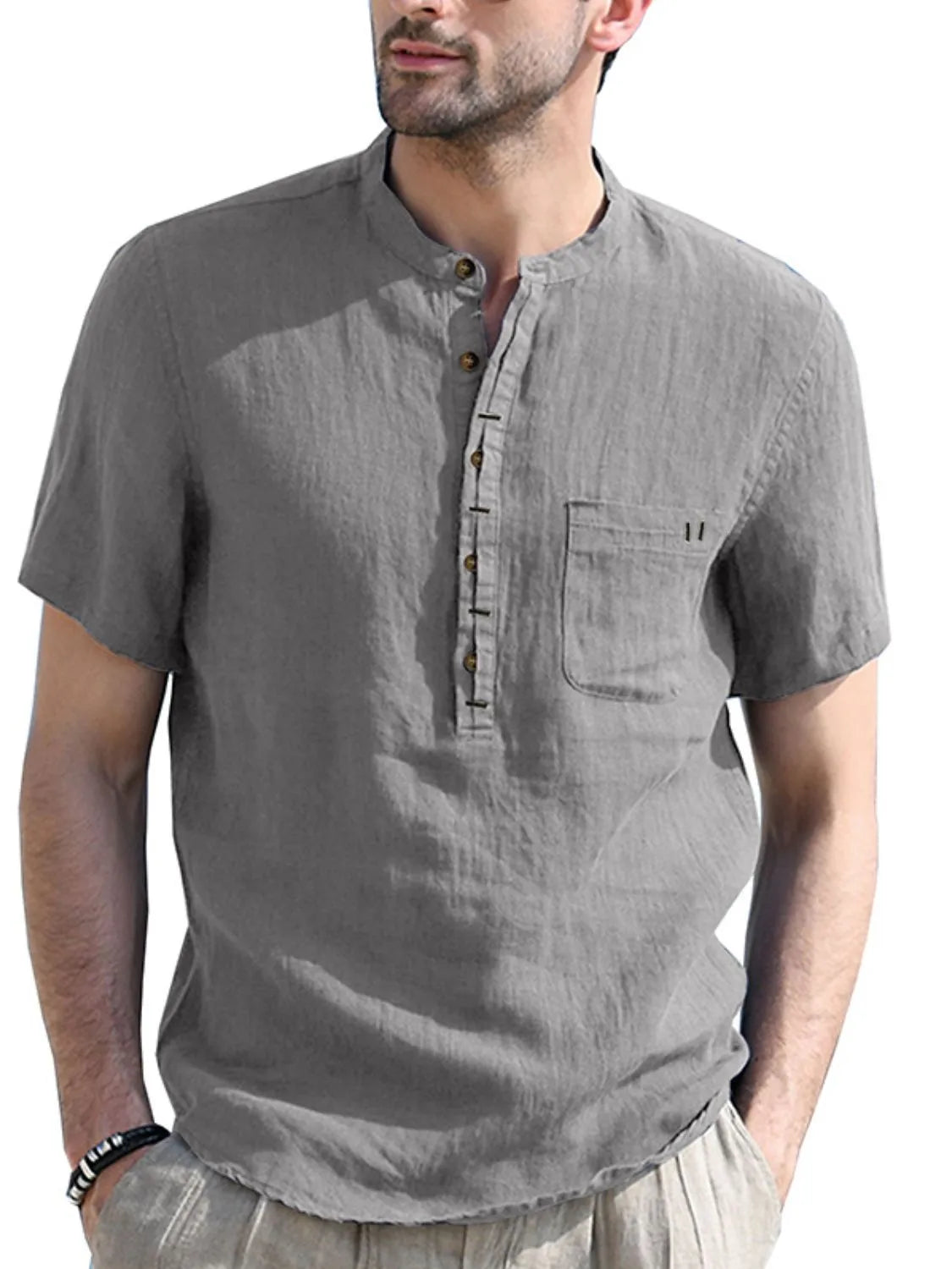 Men's Button Detail Short Sleeve Polo