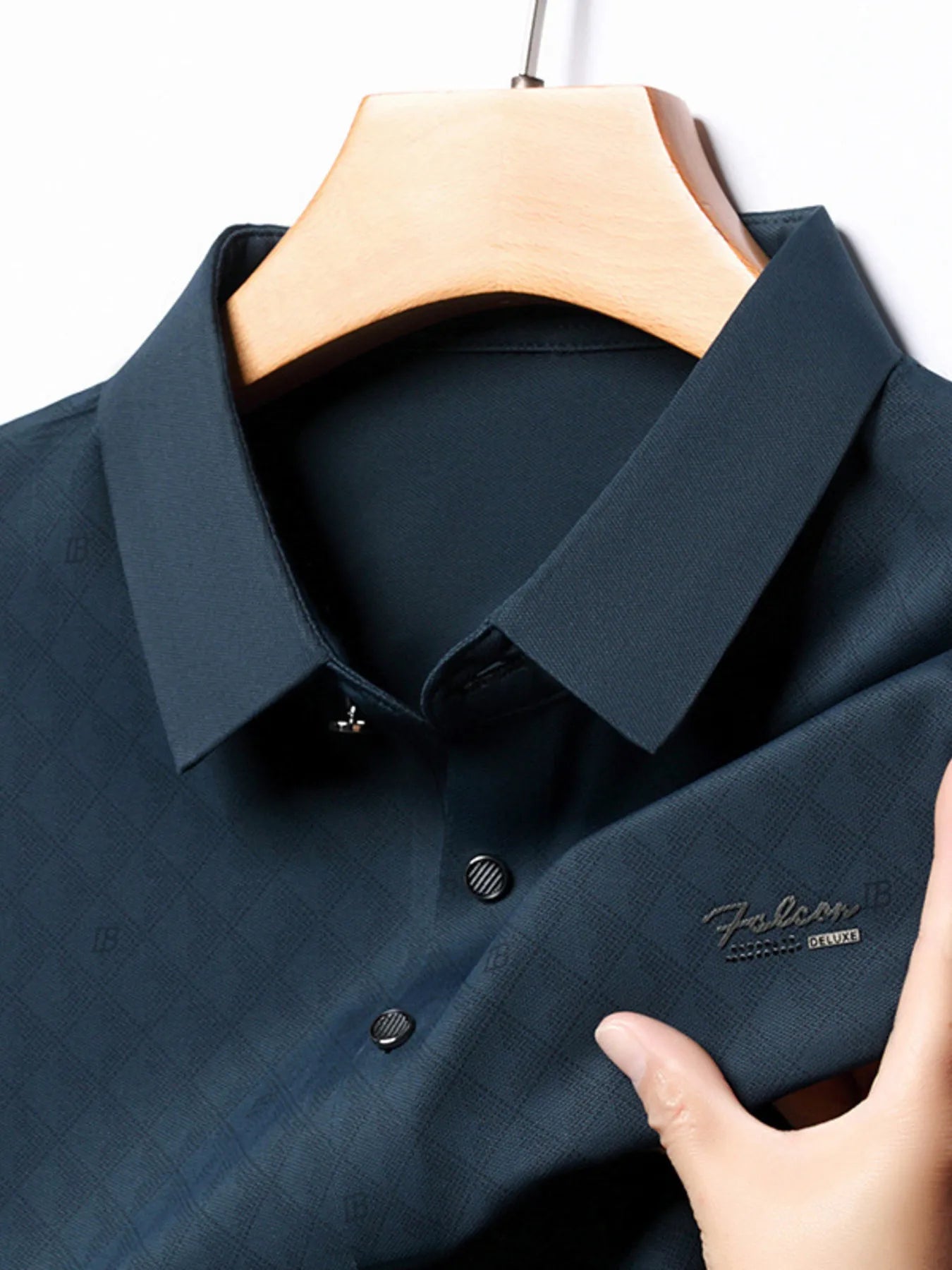 Men's Plus Size Diamond Pattern Textured Polo Shirt