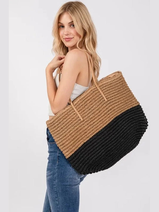 Fame Straw Braided Beach Tote Bag NicholesGifts