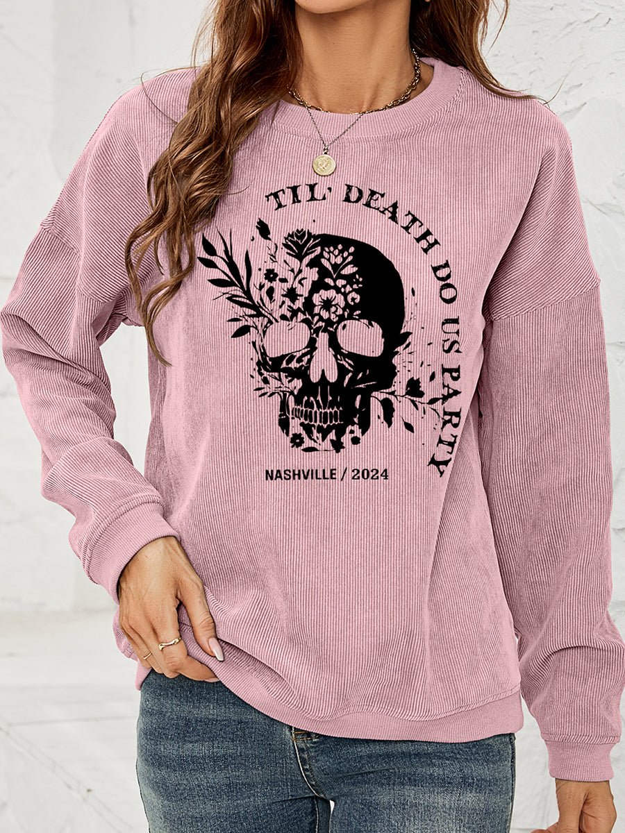 Women Skull Graphic Dropped Shoulder Sweatshirt NicholesGifts