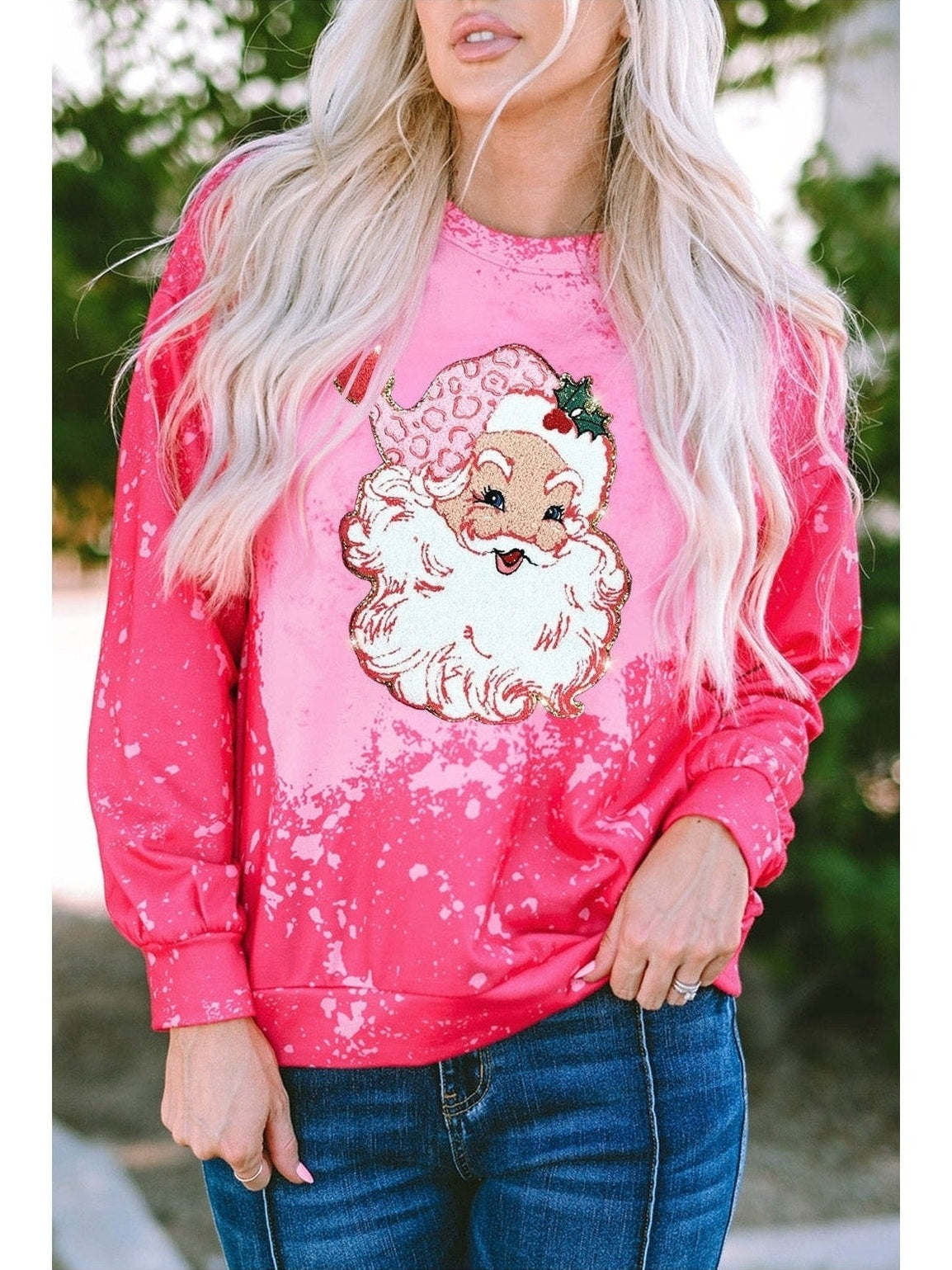 Christmas Santa Claus Tie Dye Print Pullover Sweatshirt NicholesGifts