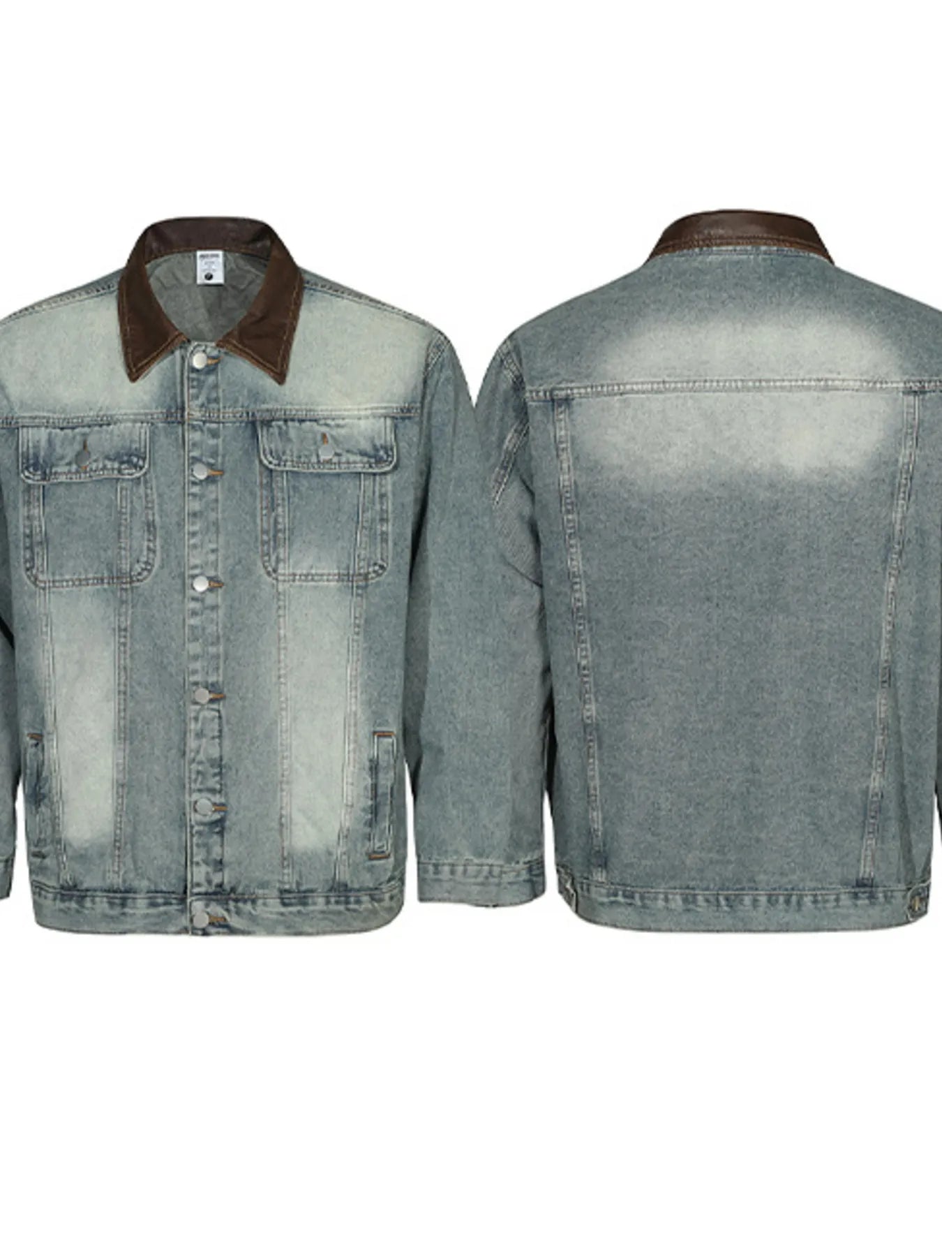 Men's Button Up Long Sleeve Denim Jacket Trendsi