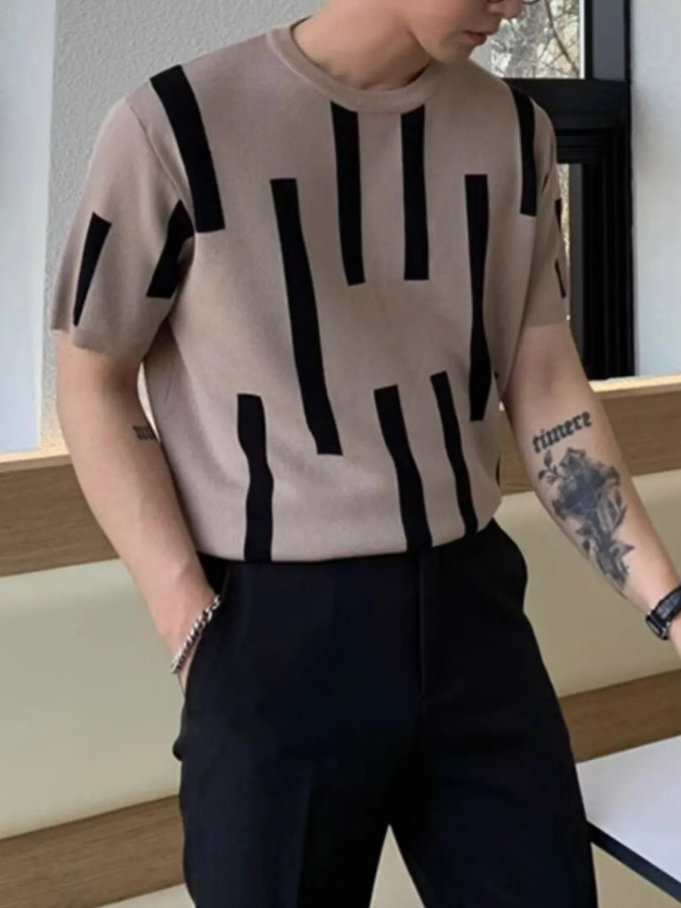 Men's Plus Size Color Block Round Neck Short Sleeve Knit T-Shirt NicholesGifts