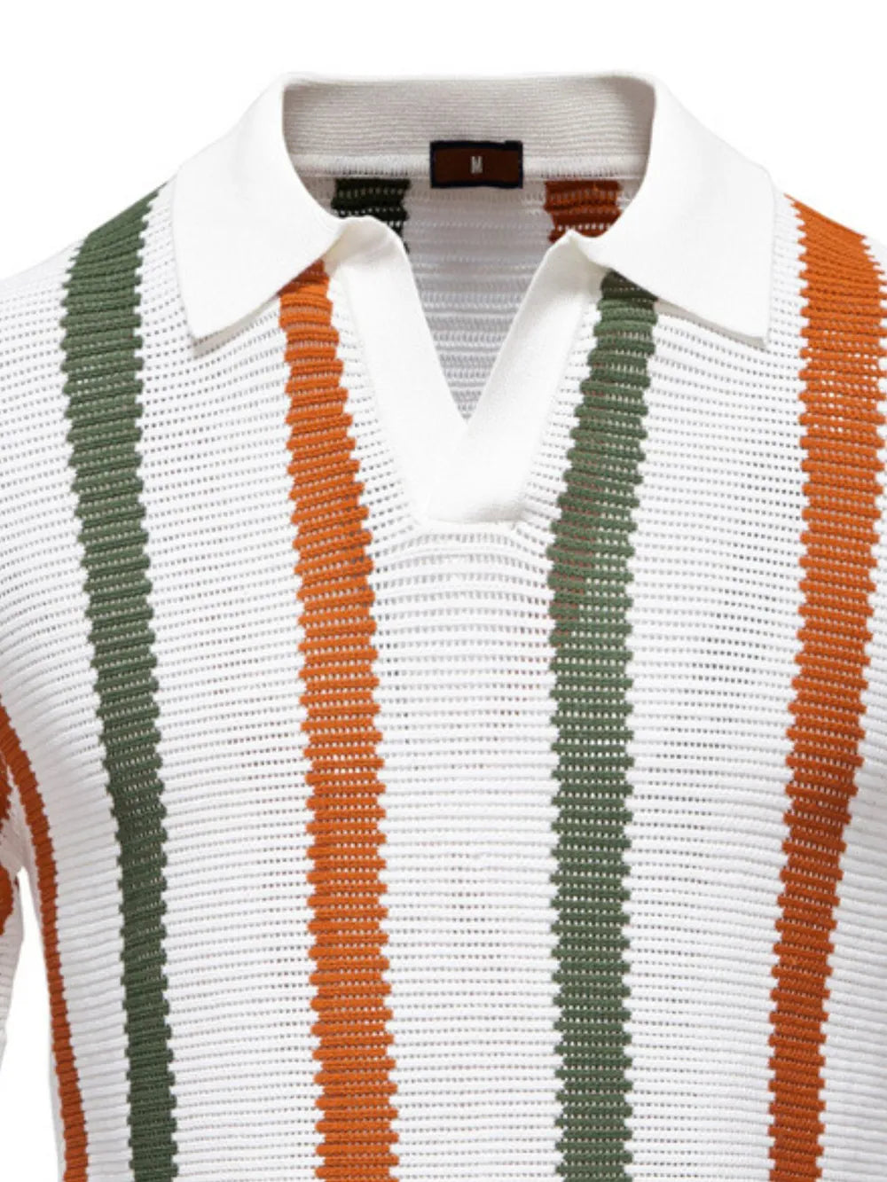 Men's Collared Neck Striped Knit Polo NicholesGifts