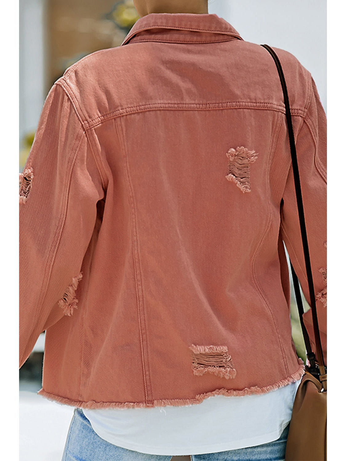 Distressed Raw Hem Denim Jacket NicholesGifts