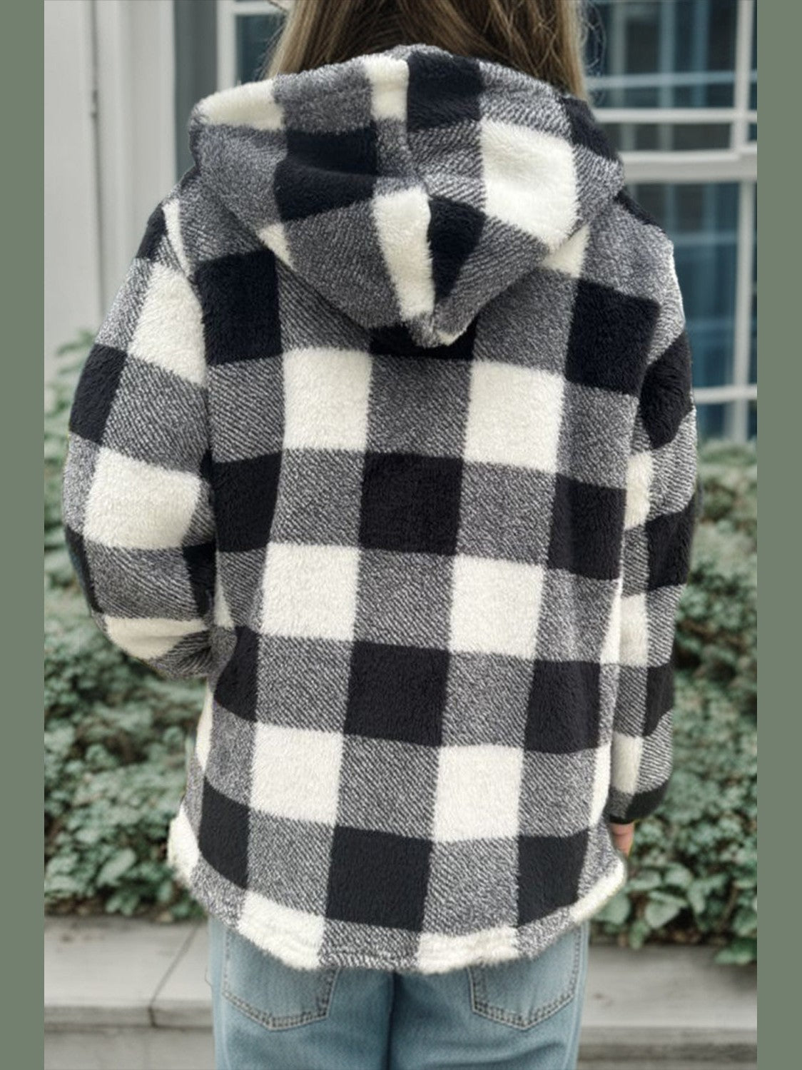 Double Take Full Size Plaid Long Sleeve Hooded Coat NicholesGifts