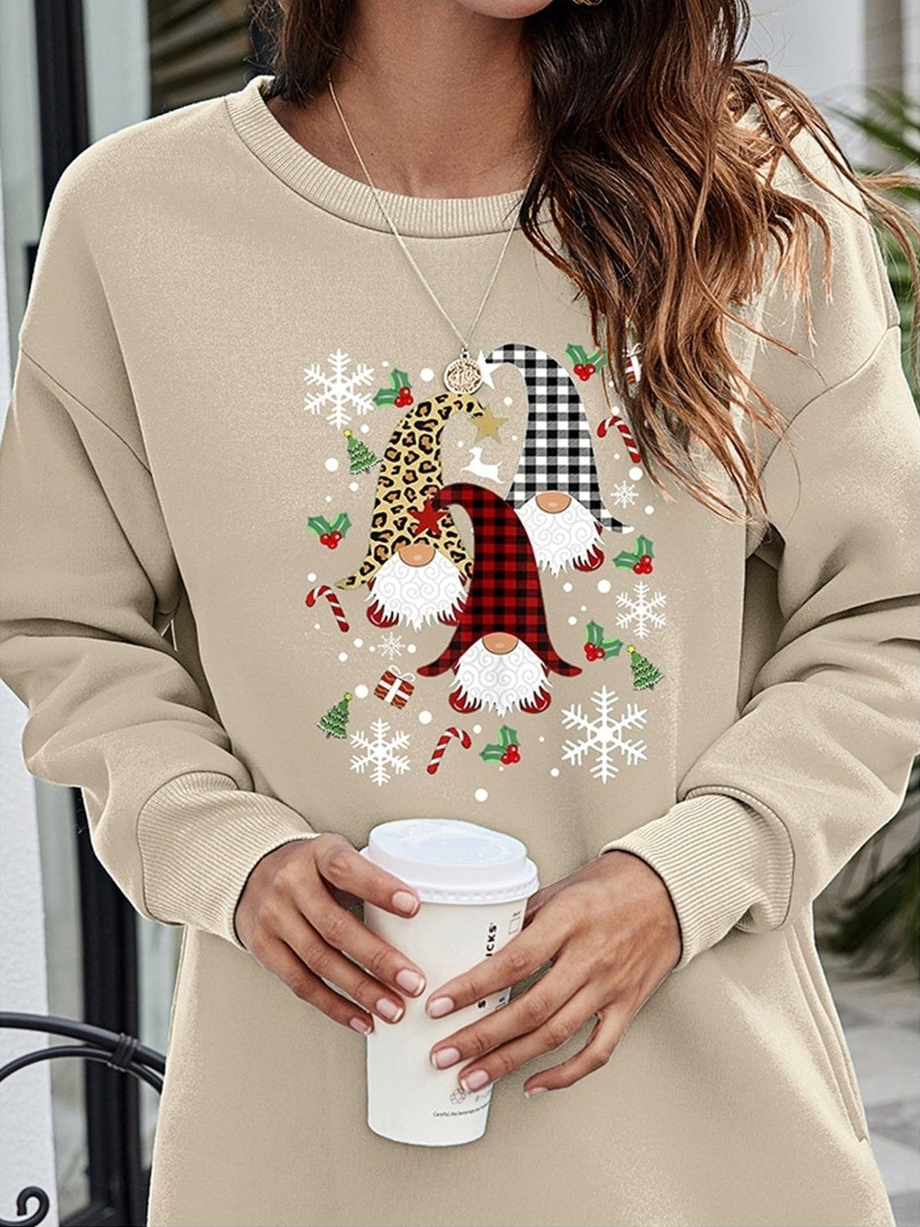 Graphic Round Neck Dropped Shoulder Sweatshirt NicholesGifts