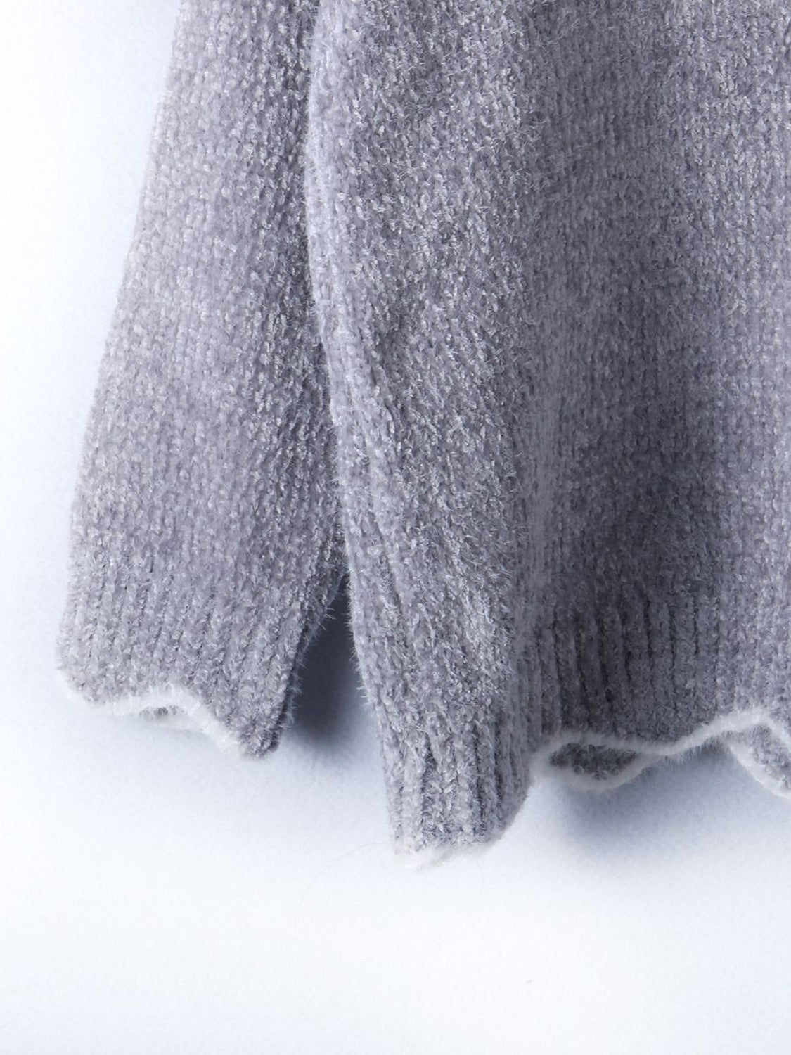 Notched Dropped Shoulder Long Sleeve Sweater nicholesgifts