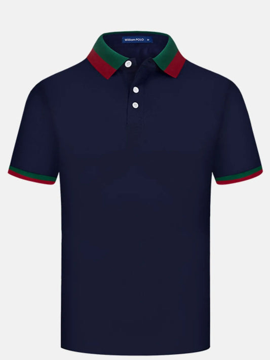 Men's Plus Size Contrast Collar Short Sleeve Polo NicholesGifts