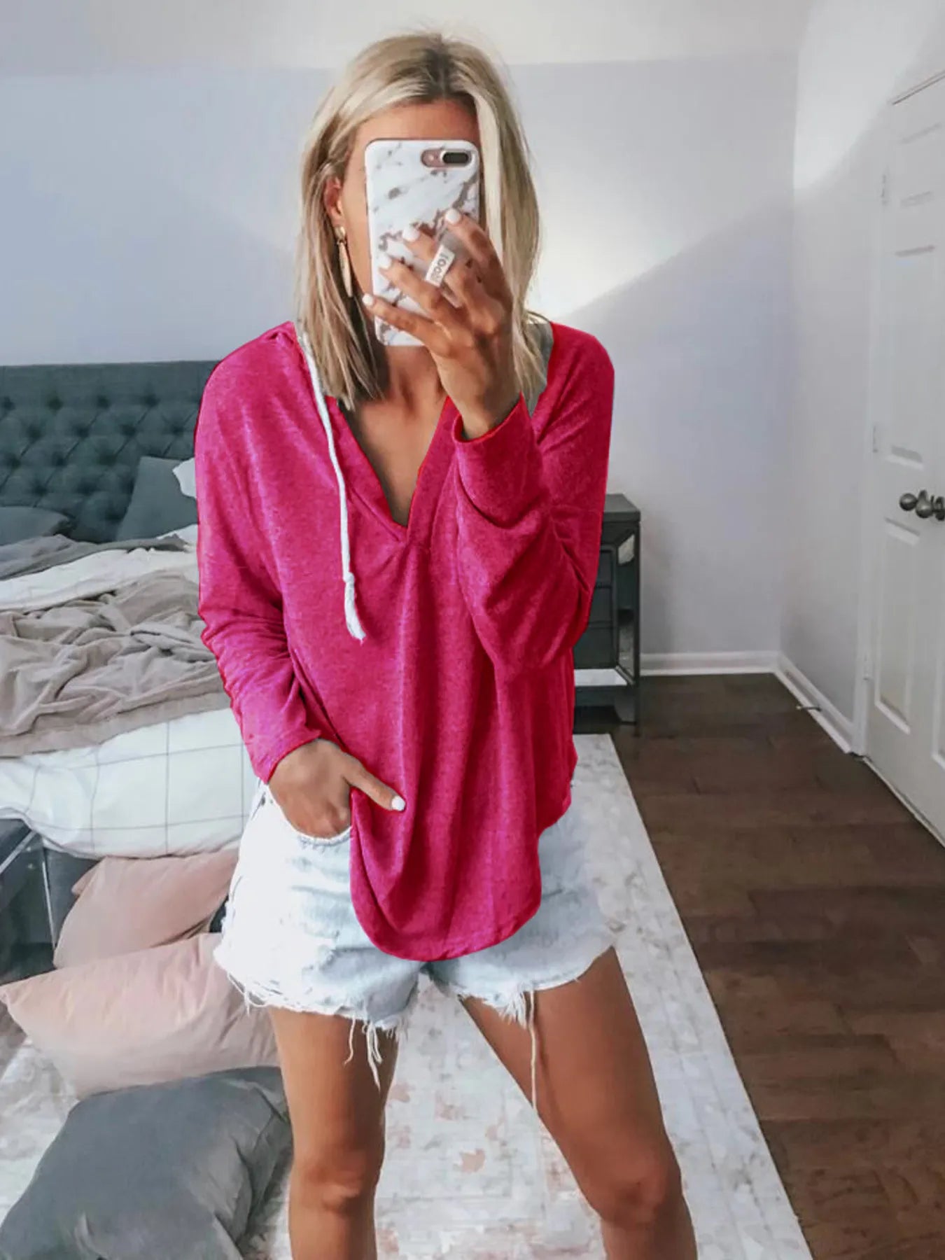 Full Size Drawstring Long Sleeve Hoodie Plus Size