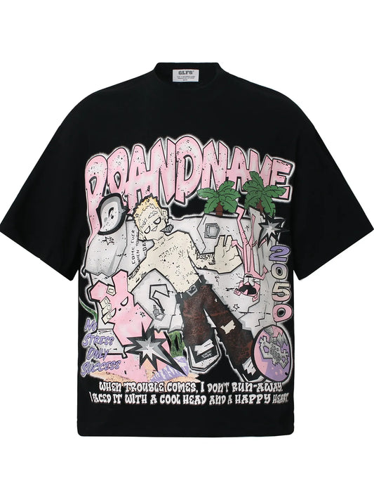 Men's Anime Graphic Oversized T-Shirt Trendsi