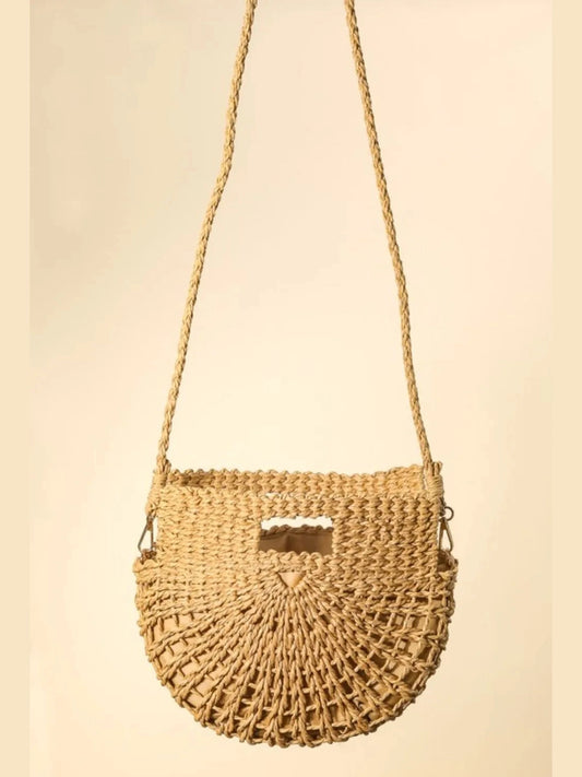 Fame Braided Semi Circle Tote Bag nicholesgifts