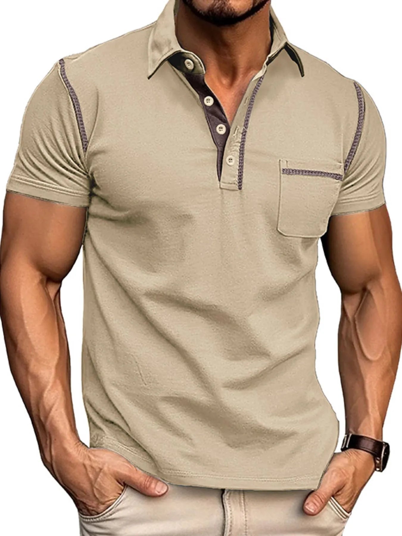 Men's Classic Polo Shirt with Contrast Stitching