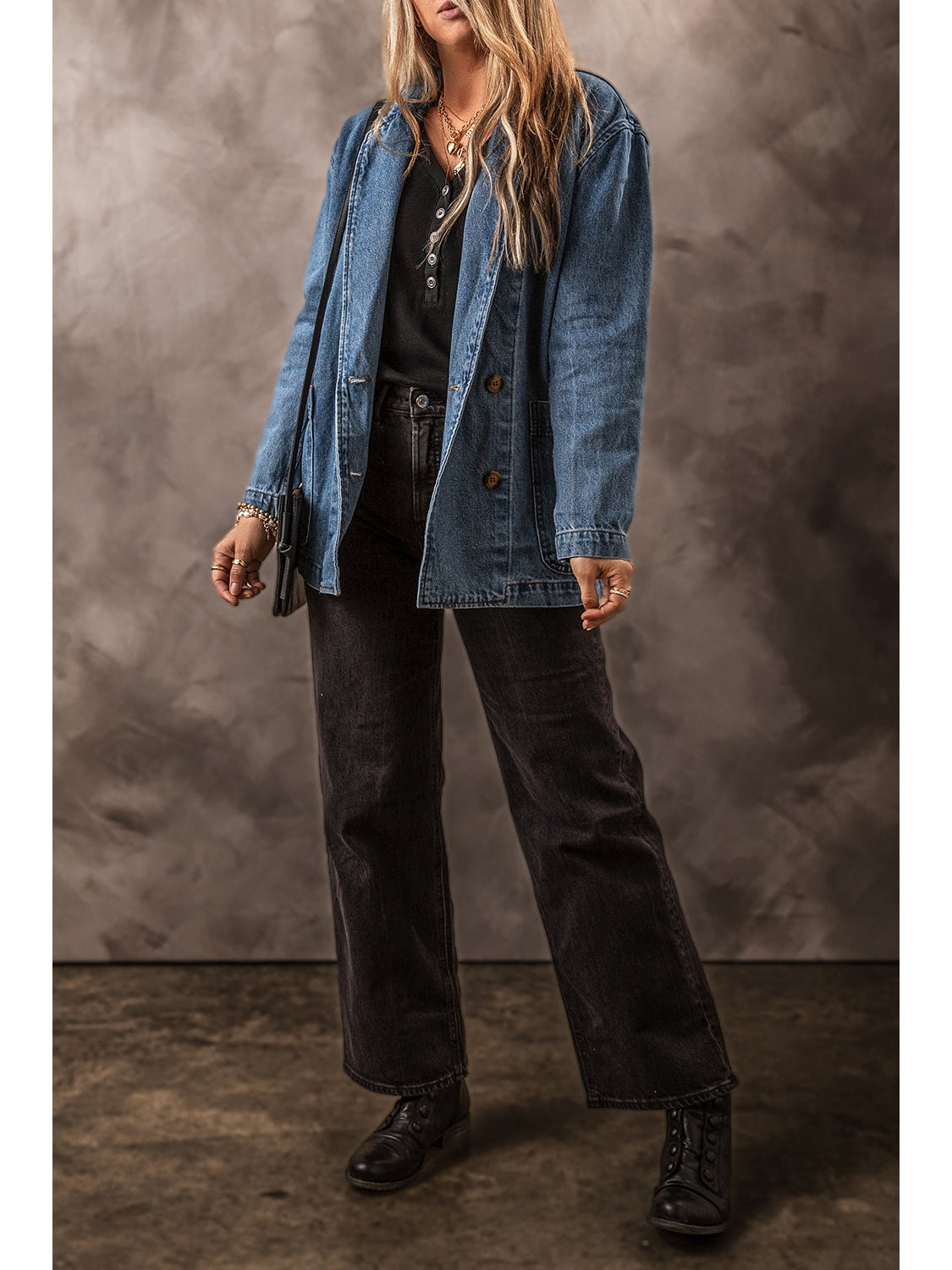 Pocketed Long Sleeve Denim Jacket NicholesGifts
