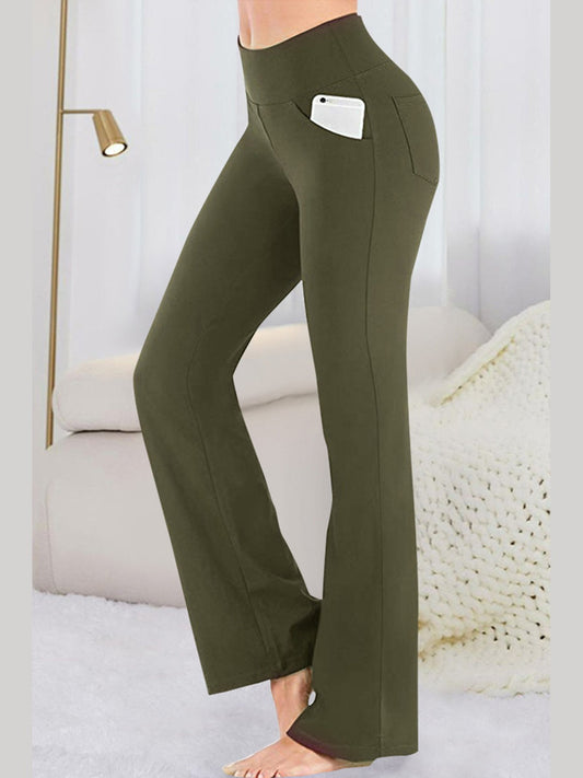 Women Pocketed High Waist Active Pants NicholesGifts