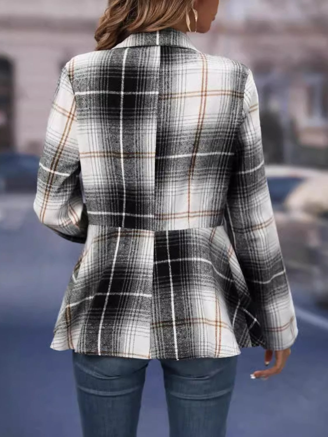 Plaid Button Up Long Sleeve Jacket NicholesGifts