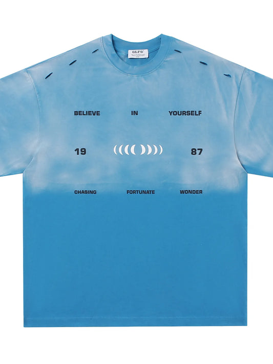 Men's Letter Round Neck Short Sleeve T-Shirt Trendsi