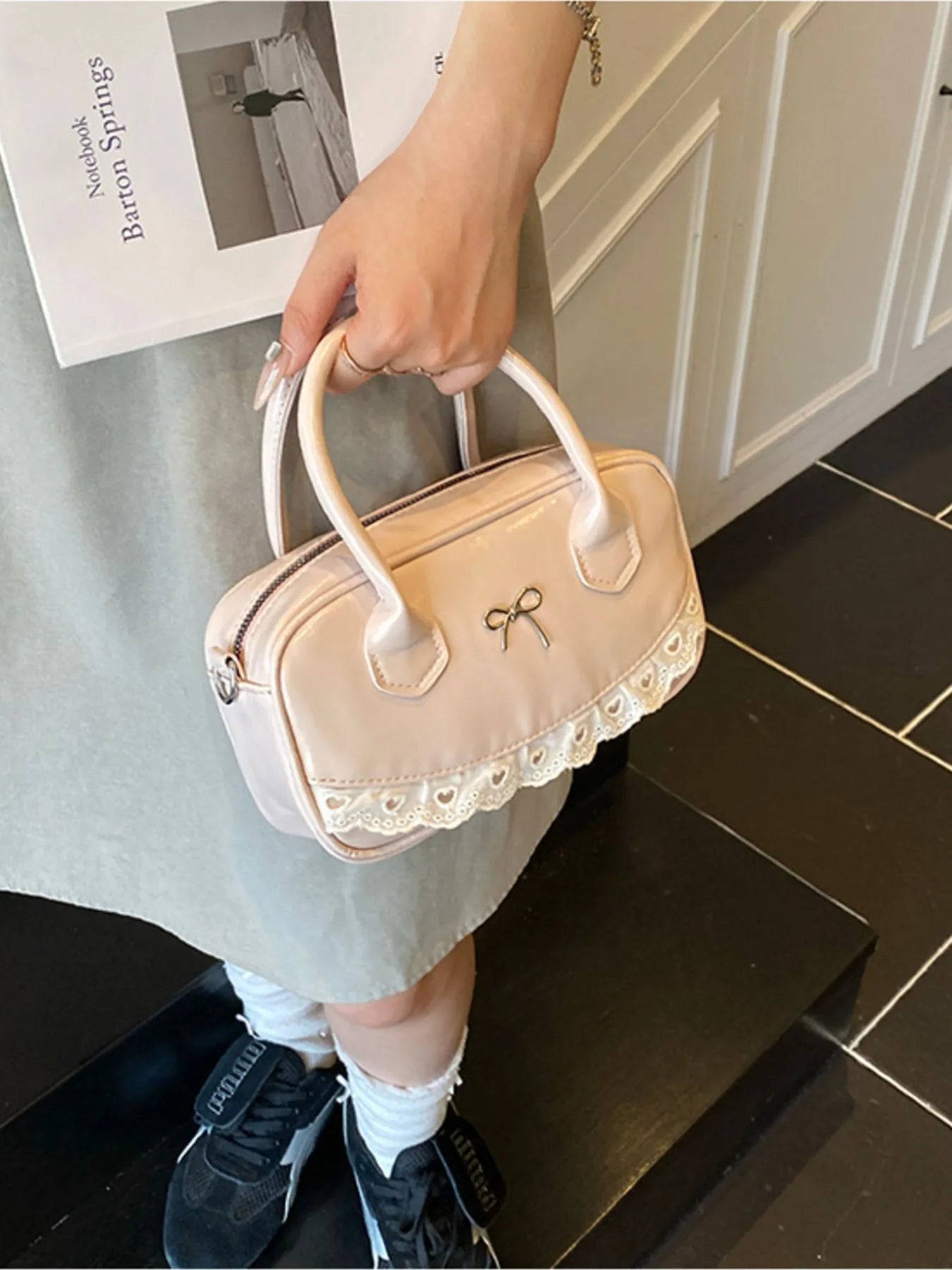Lace Detail Bow Crossbody Bag Trendsi