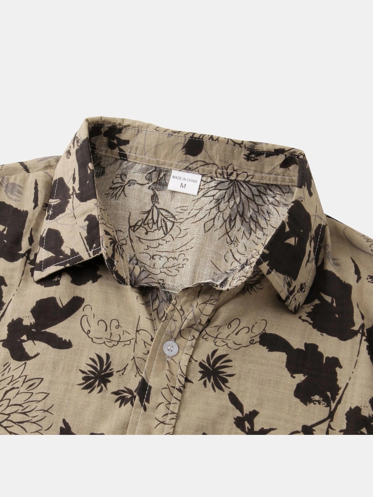 Men's Plus Size Floral Print Short Sleeve Button Down Shirt Trendsi