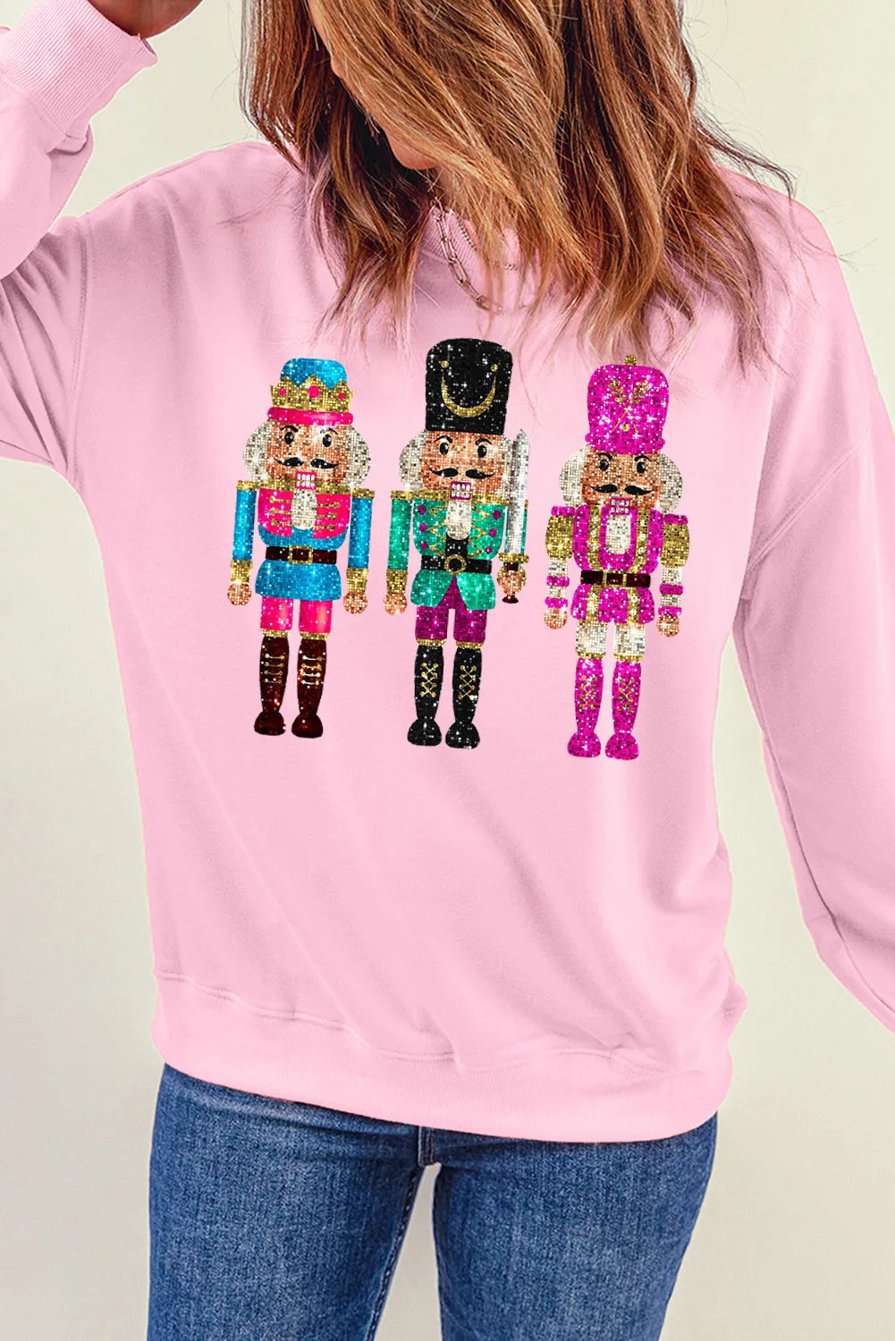 Nutcracker Graphic Round Neck Long Sleeve Sweatshirt NicholesGifts