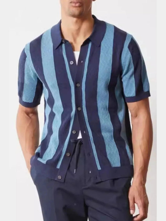 Men's Plus Size Striped Button Down Short Sleeve Shirt NicholesGifts