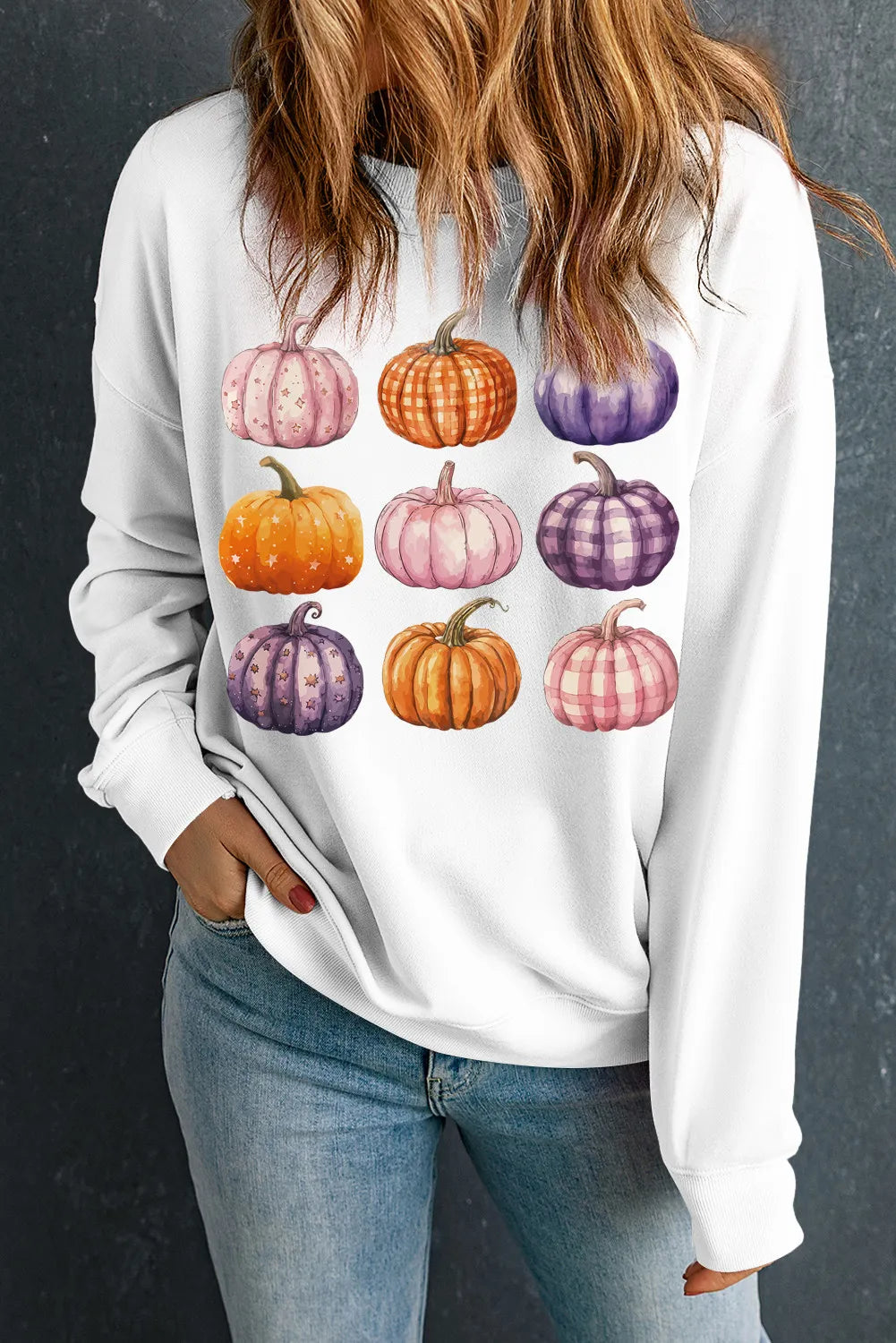 Pumpkin Graphic Long Sleeve Sweatshirt NicholesGifts