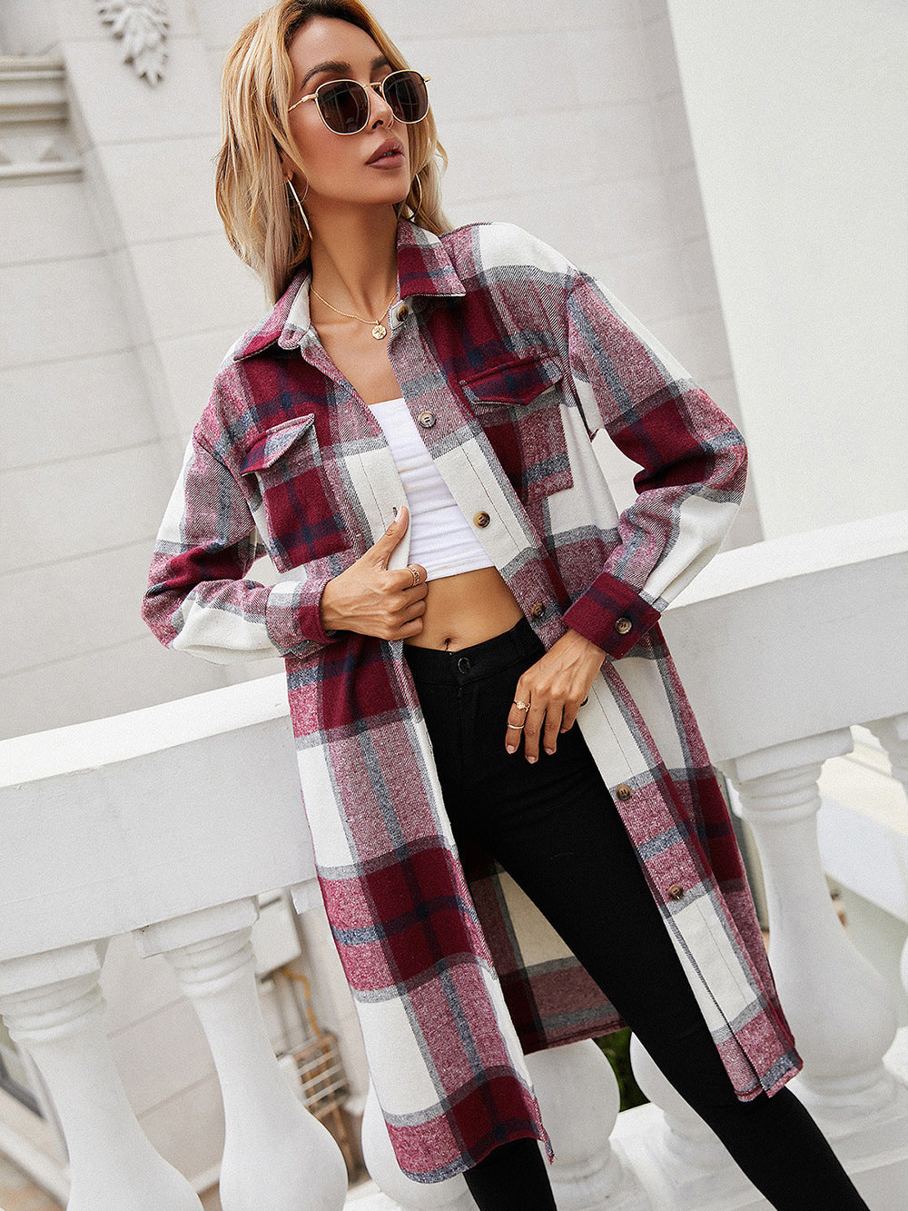 Ivy Lane Plaid Longline Shirt Jacket NicholesGifts