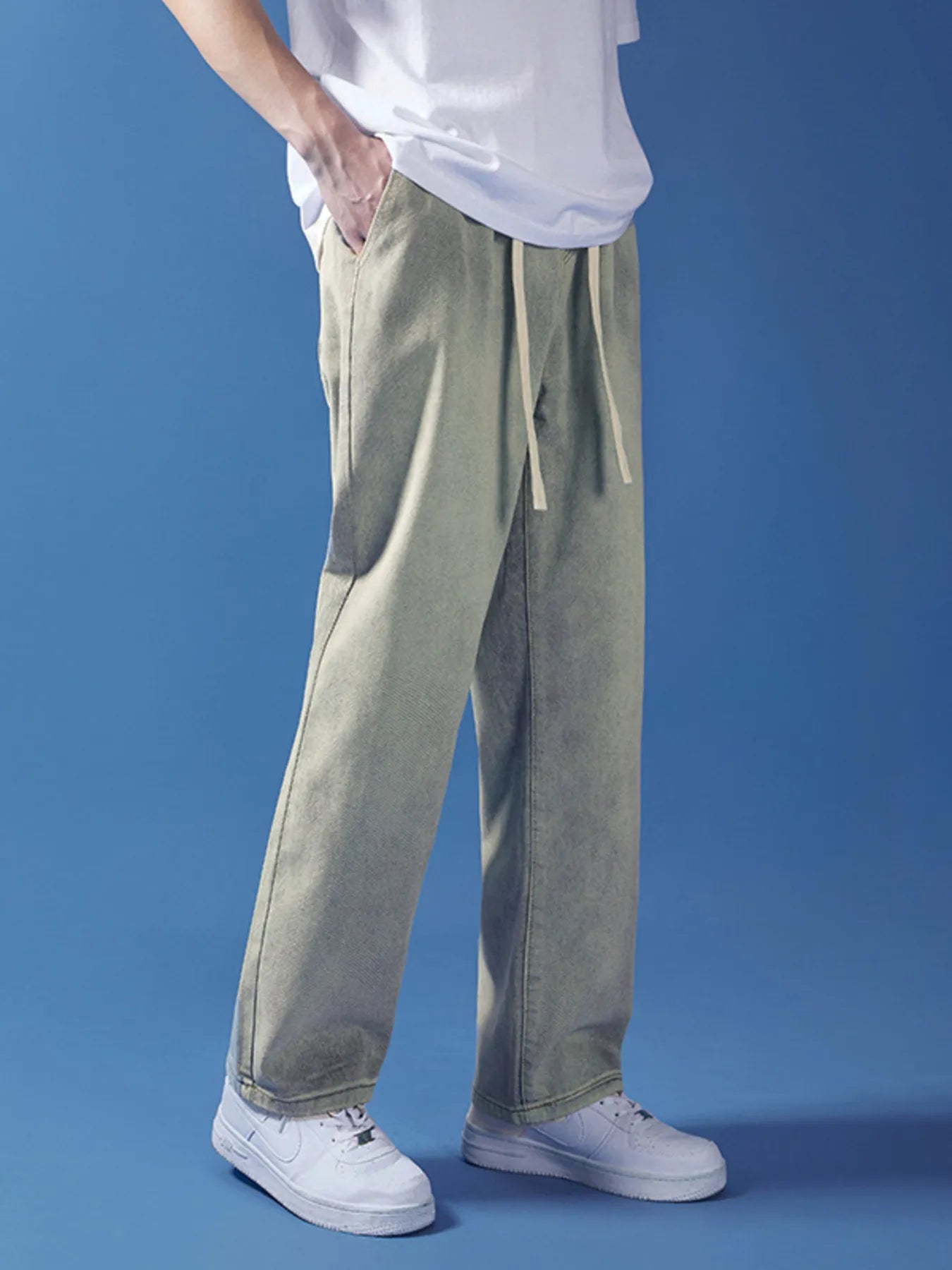 Men's Full Size Drawstring Relaxed Fit Jeans Plus Size