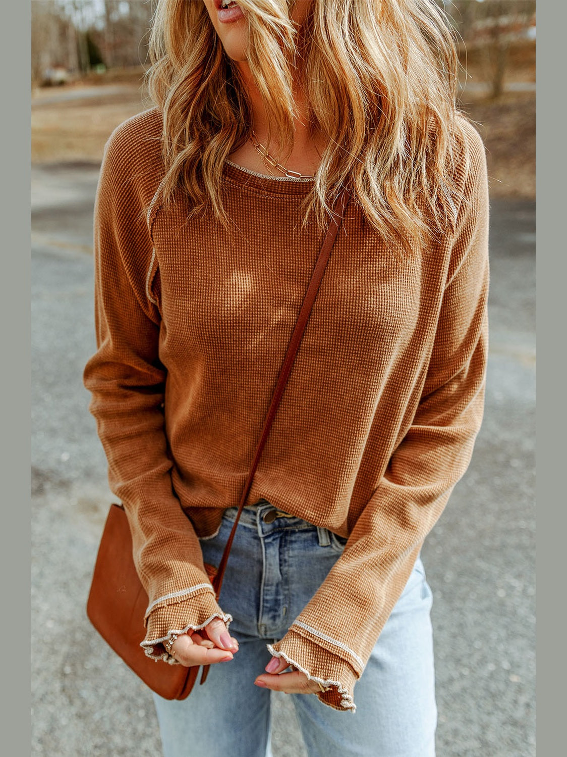 Long Raglan Sleeve Round Neck Top NicholesGifts