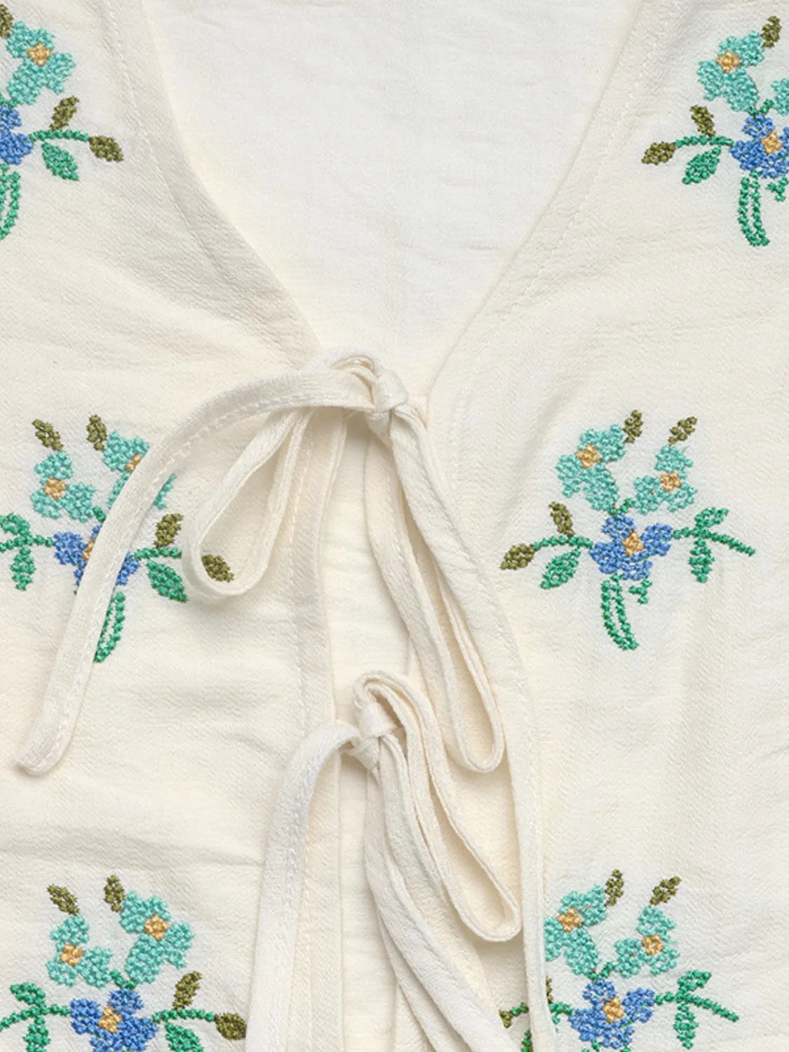 Embroidered V-Neck Short Sleeve Shirt